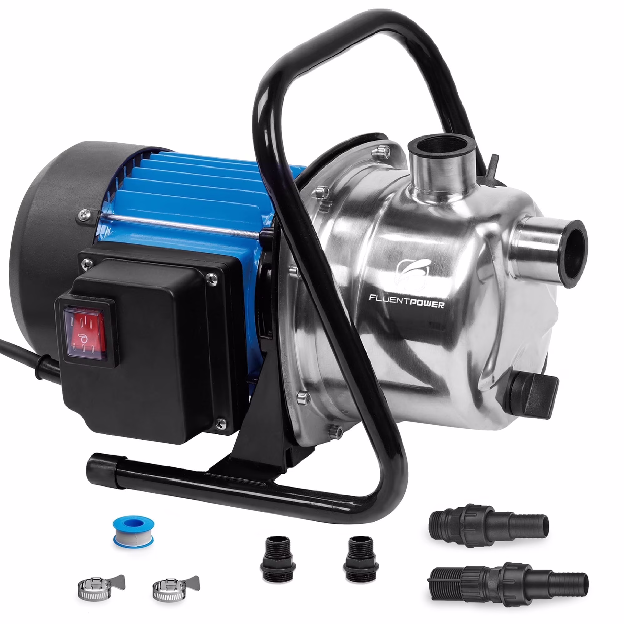 FLUENTPOWER 1HP Portable Stainless Steel Sprinkler Booster Pump, Electric Shallow Well Pressure Pump for Home Garden Lawn Irrigation and Water Transfer, with 1 NPT Female Thread