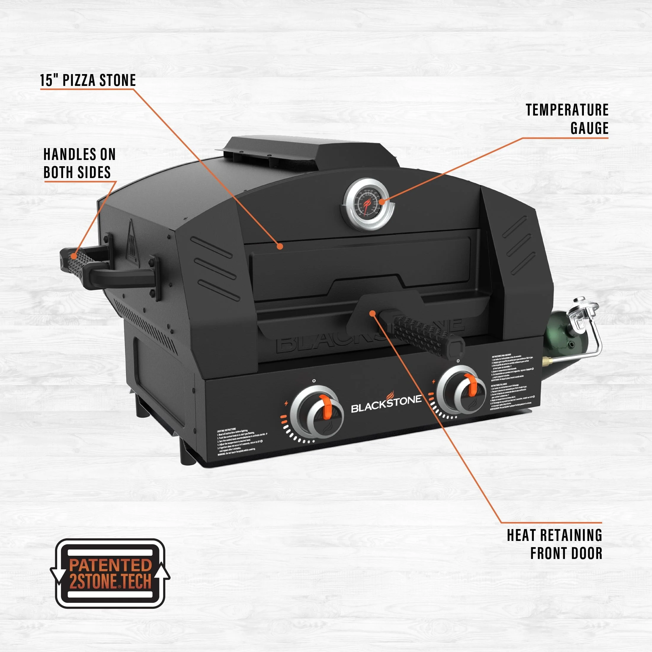 Tabletop Propane Pizza Oven with Two 15" Cordierite Stones Image 5