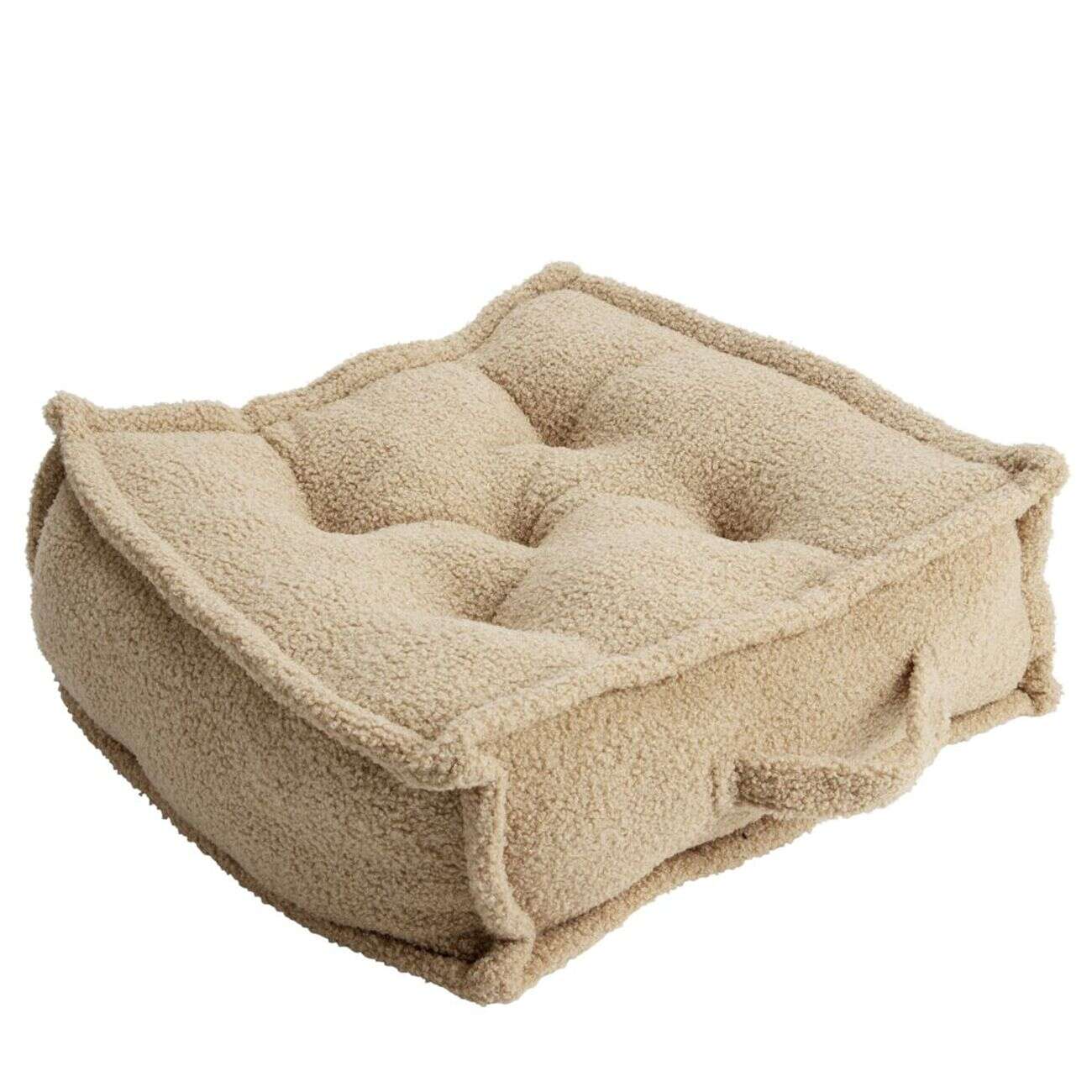 Coussin de sol carré bouclette beige 45x45cm
