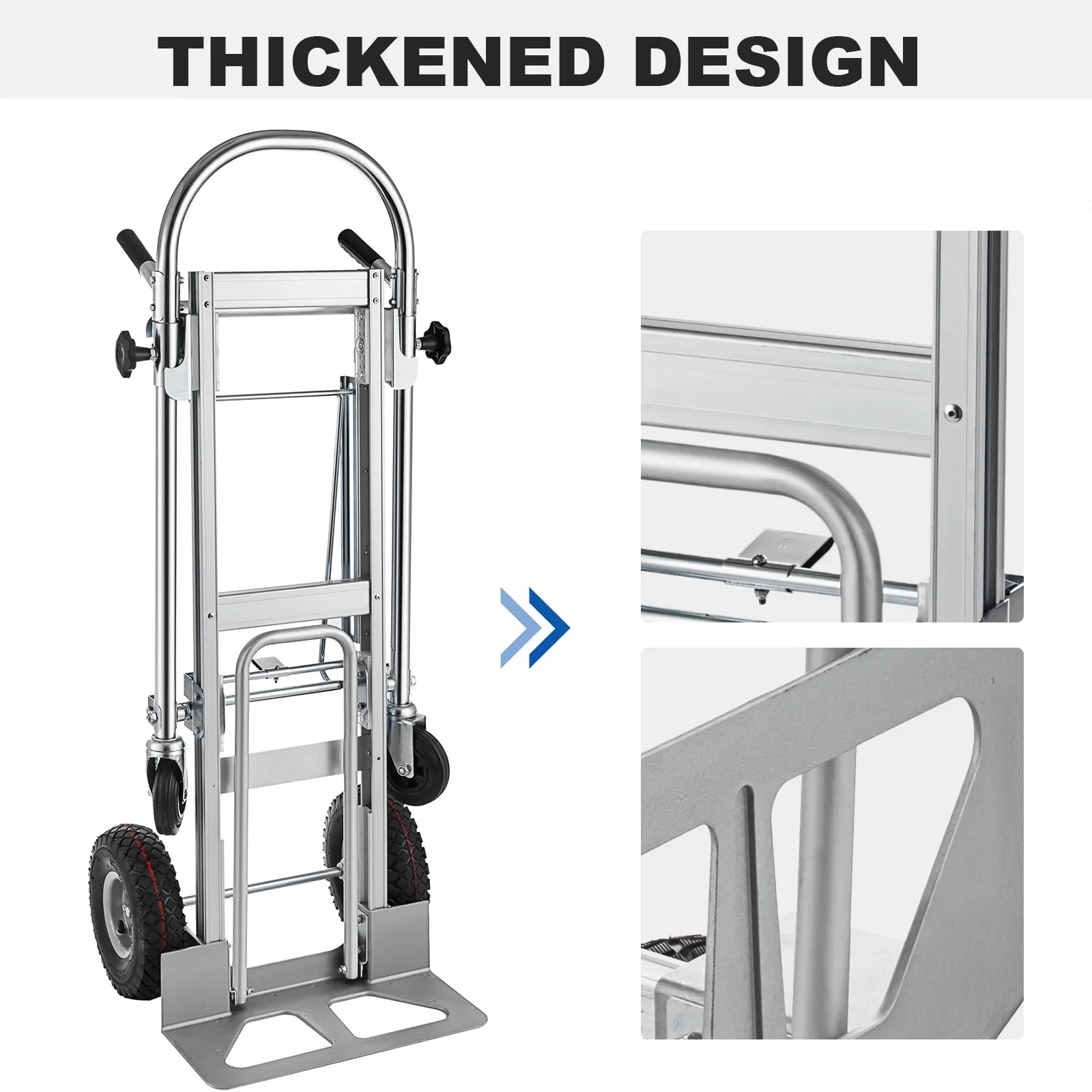 SHZOND 3 in 1 Convertible Hand Truck 1000 LBS Weight Capacity Heavy Duty Hand Truck Durable Aluminum and Steel Construction 4 Wheels Hand Truck Dolly