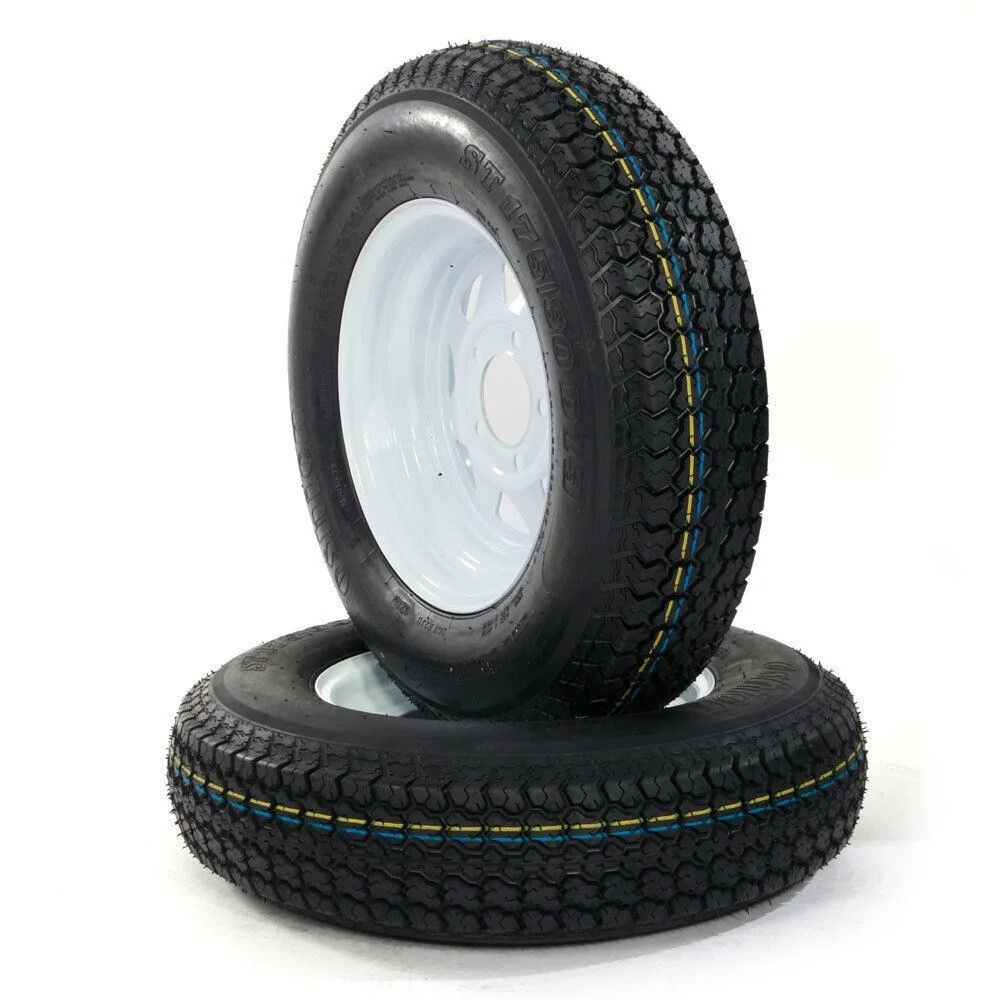 Ktaxon 2PCS Trailer Tires on Rims ST175 - 80D - 13 ST175/80D - 13 6PR H188 5 Lug/4.5