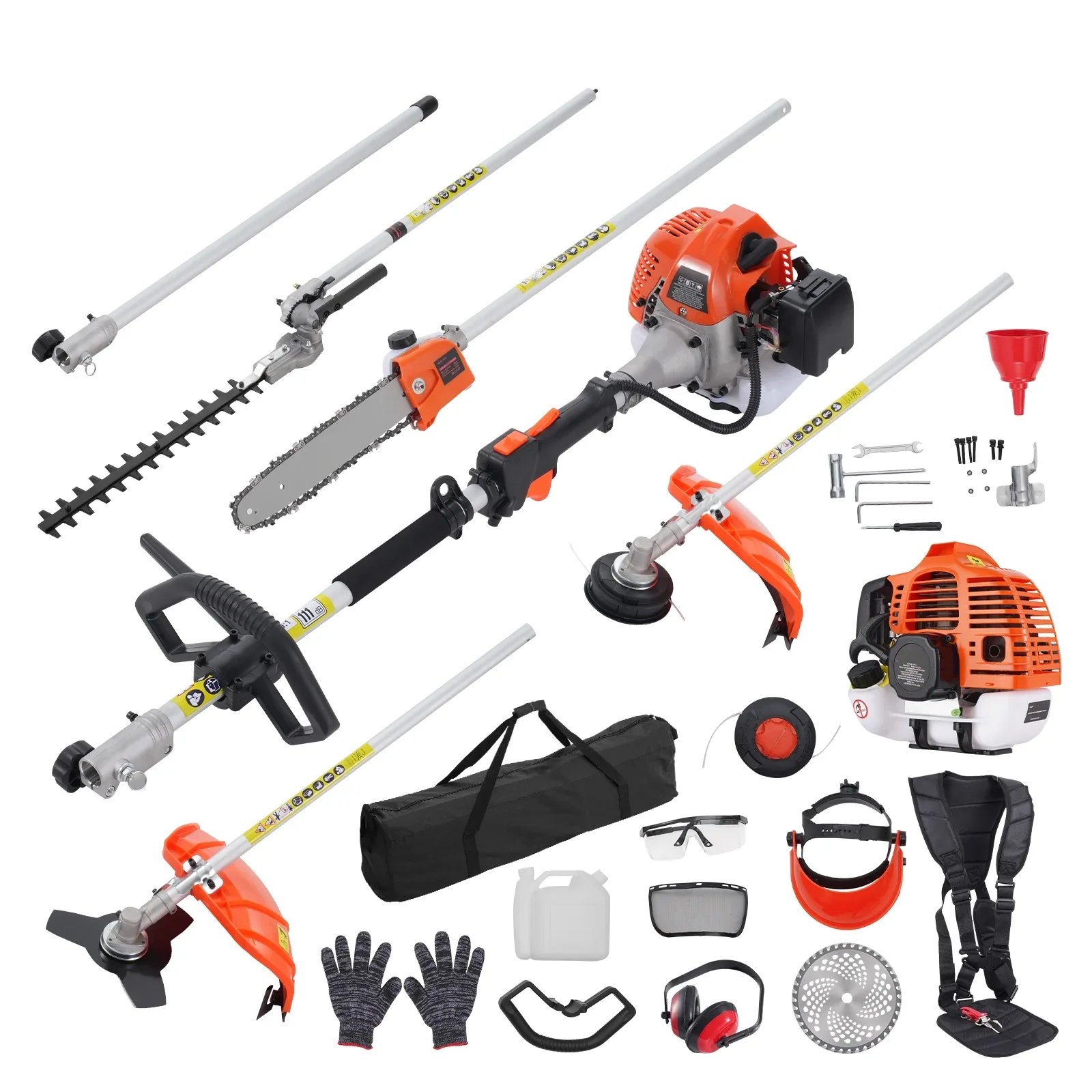 KFFKFF 26CC 5-in-1 Versatile Gardening Tools, Gas-Powered Hedge Trimmer, Grass Cutter, Line Trimmer, Edger, and Pole Saw with Extendable Shaft