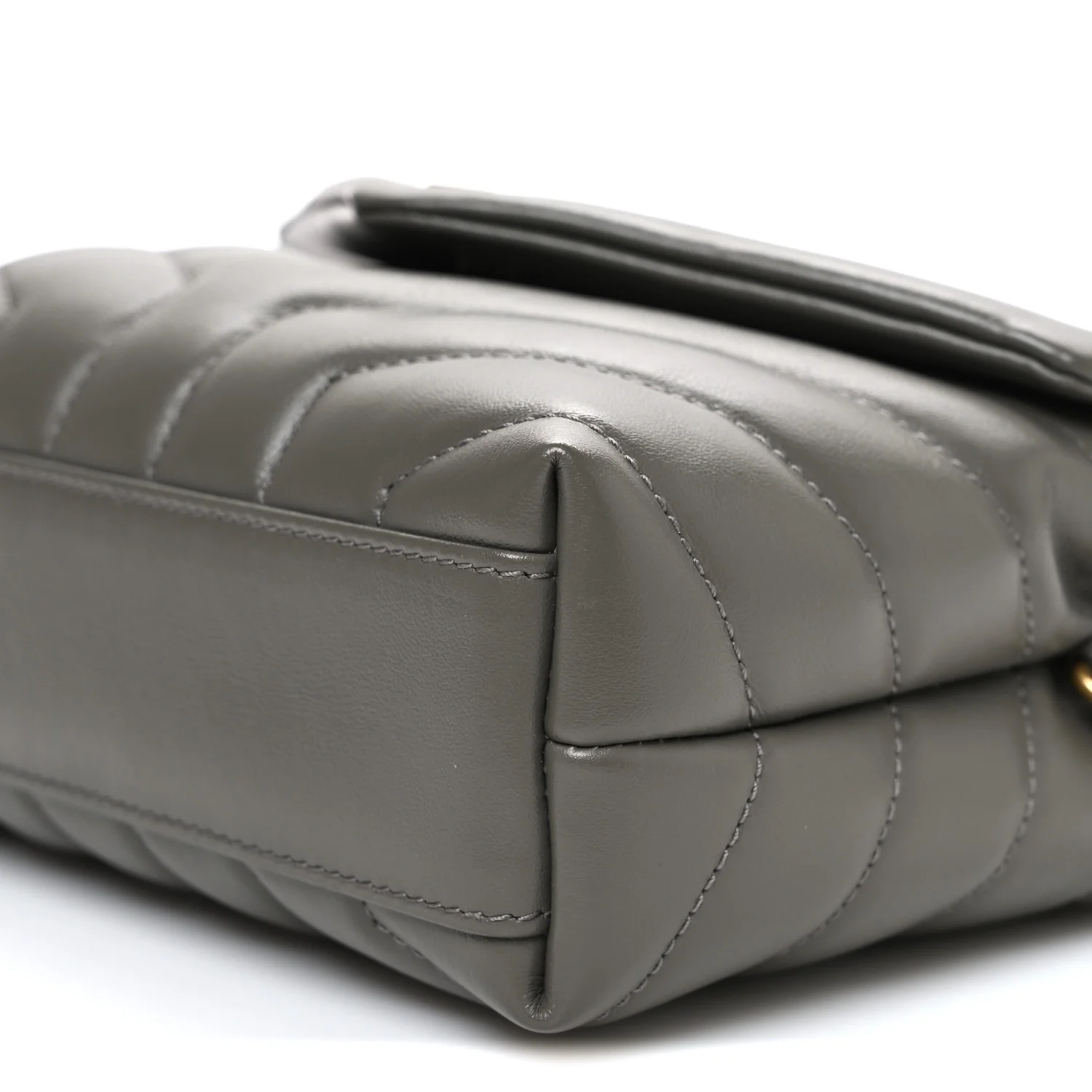 Calfskin Y Quilted Monogram Toy Loulou Crossbody Bag Grey Kaki
