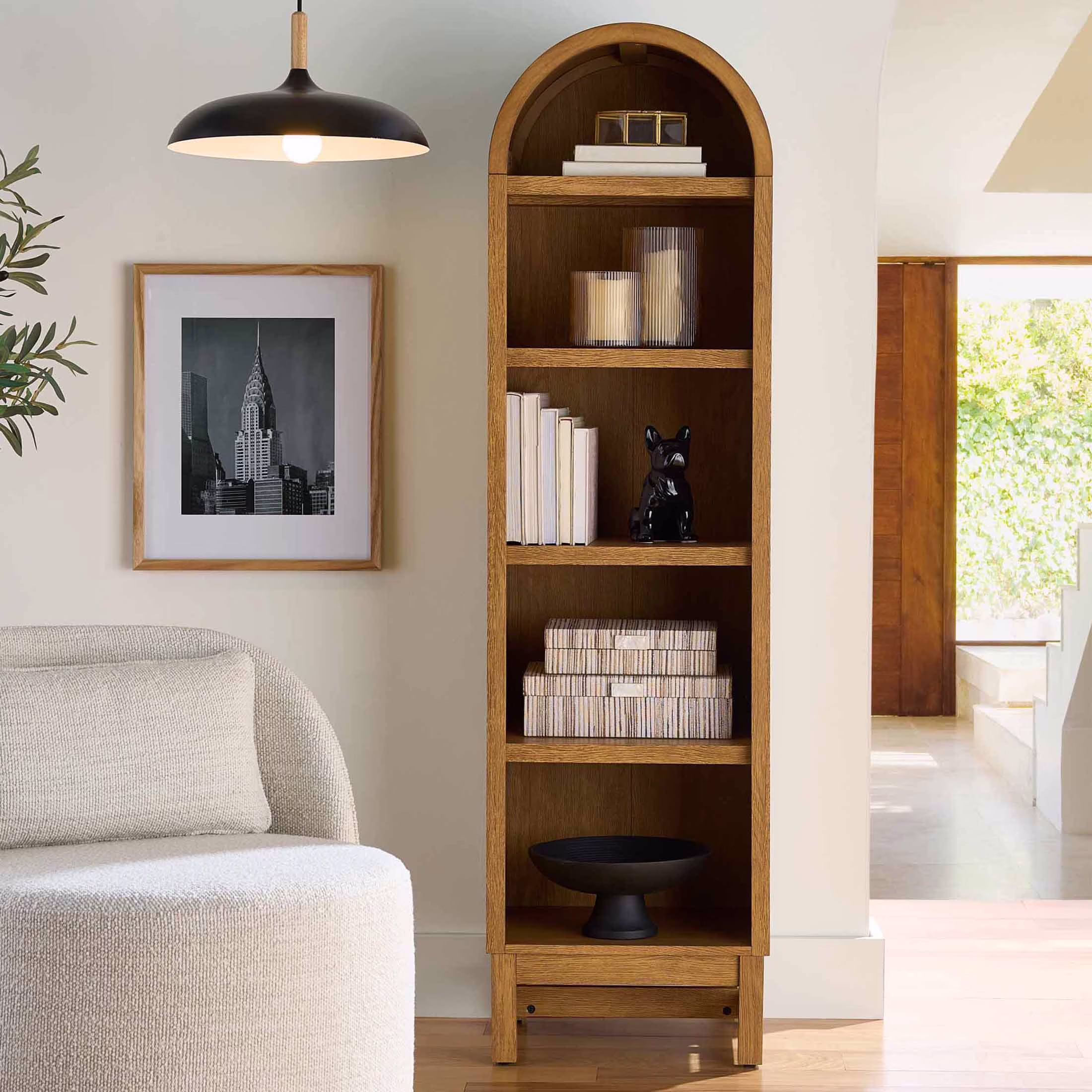 Better Homes & Gardens Juliet Narrow Arch Bookcase, Deep Green and Light Honey