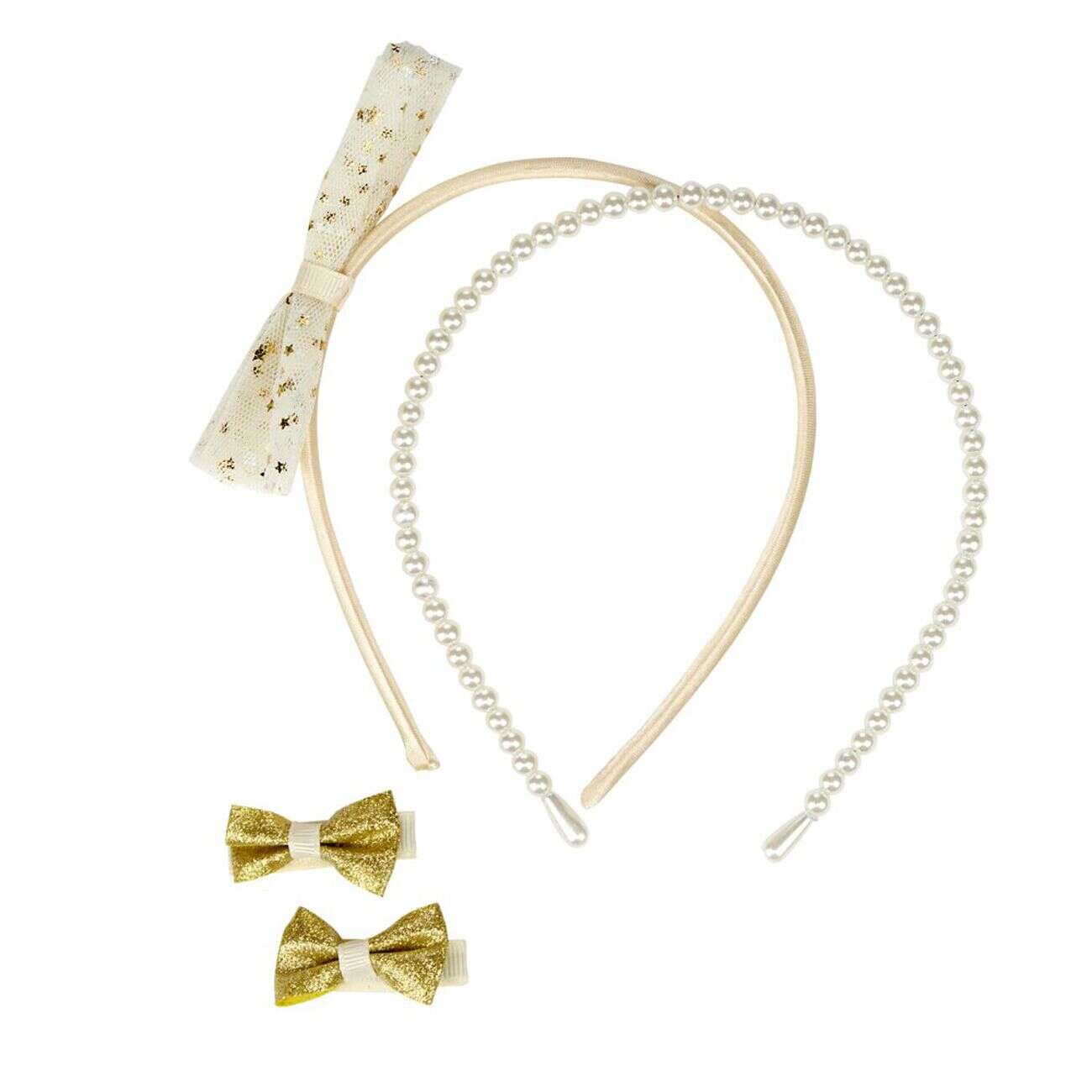 Accessoire cheveux fille x4 serres tête et barrettes noeuds (2 modèles)