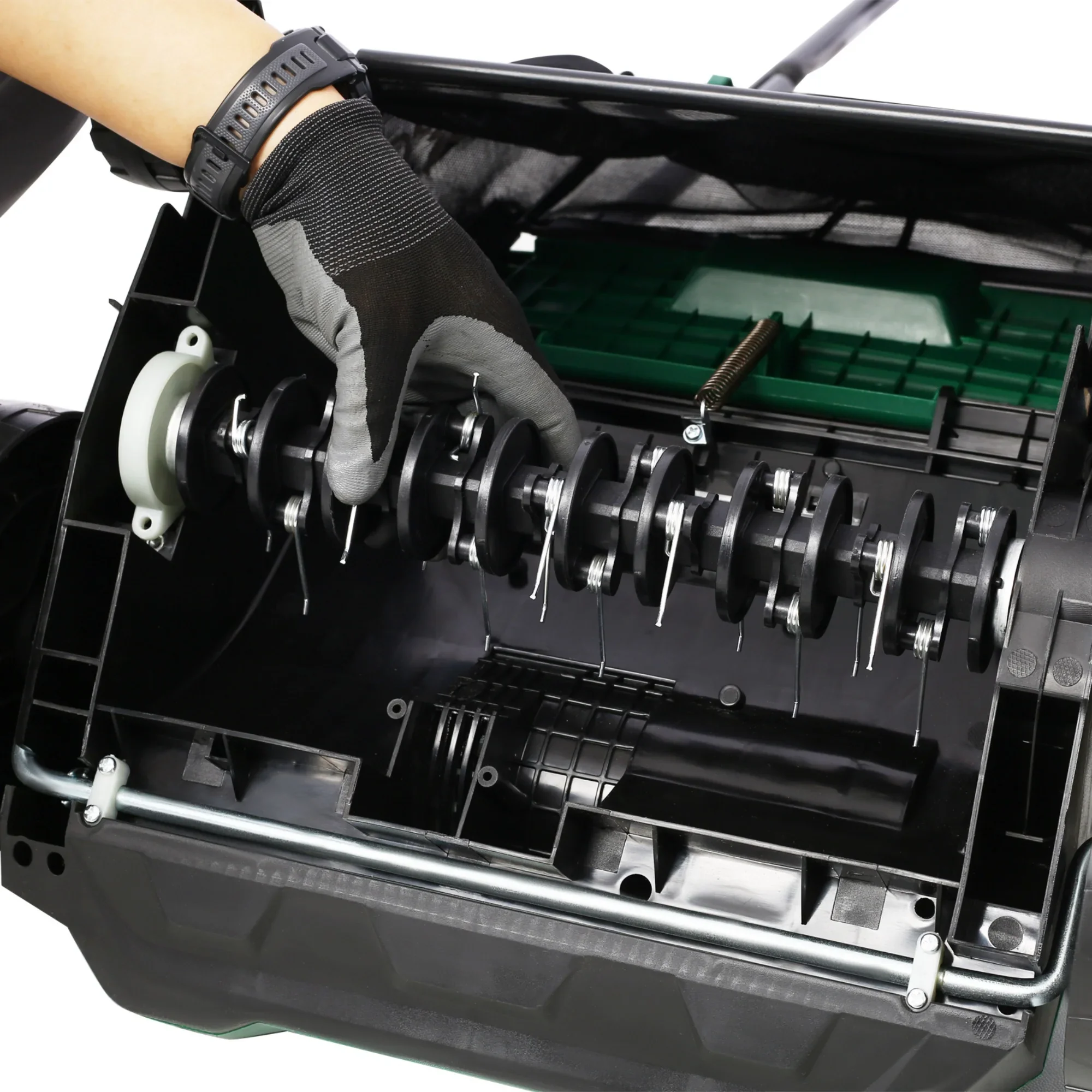 2-in-1 13 Dethatcher & Scarifier, 12 Amp Electric Garden Lawn Mover, Removable Collection Bag extra large 32QT