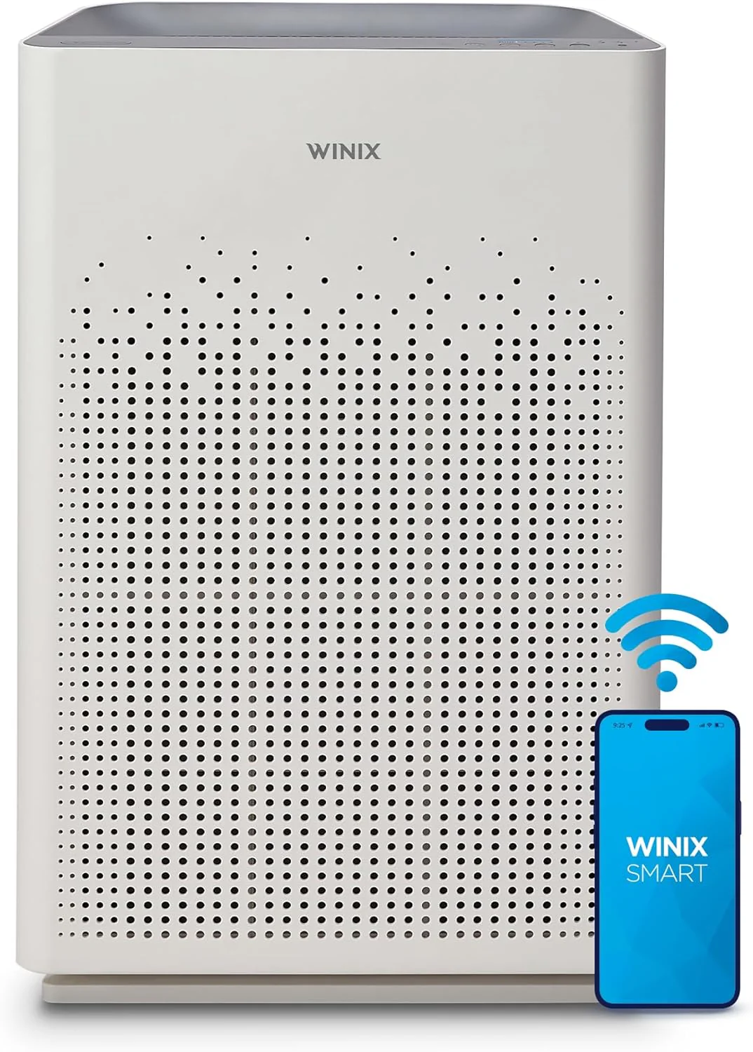 Purificateur d'air WINIX 5510 (Nouvelle génération du 5500-2 avec application mobile) pour grandes pièces jusqu'à 175 m² en 1 heure, filtre HEPA véritable, filtre à charbon actif haute désodorisation et mode automatique. Capture les allergènes d'anim
