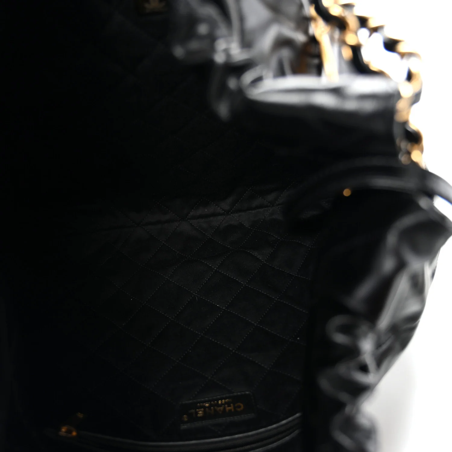 Shiny Calfskin Quilted Large Chanel 22 Black