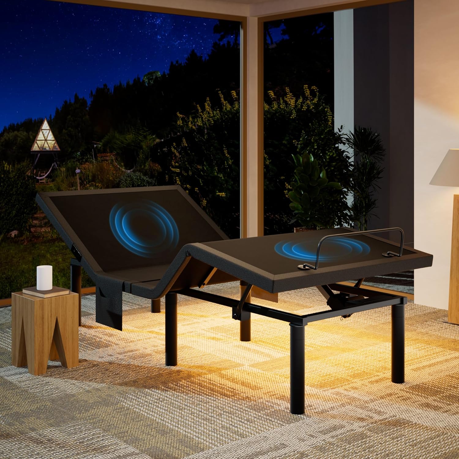 Marsail NS2 Pro Twin XL Adjustable Bed Base with Massage - Smart Dual Motor Bed Frame with Wireless Remote or App Control, 3-Min Assembly, Zero Gravity & Anti-Snore Modes, Under Bed Lighting