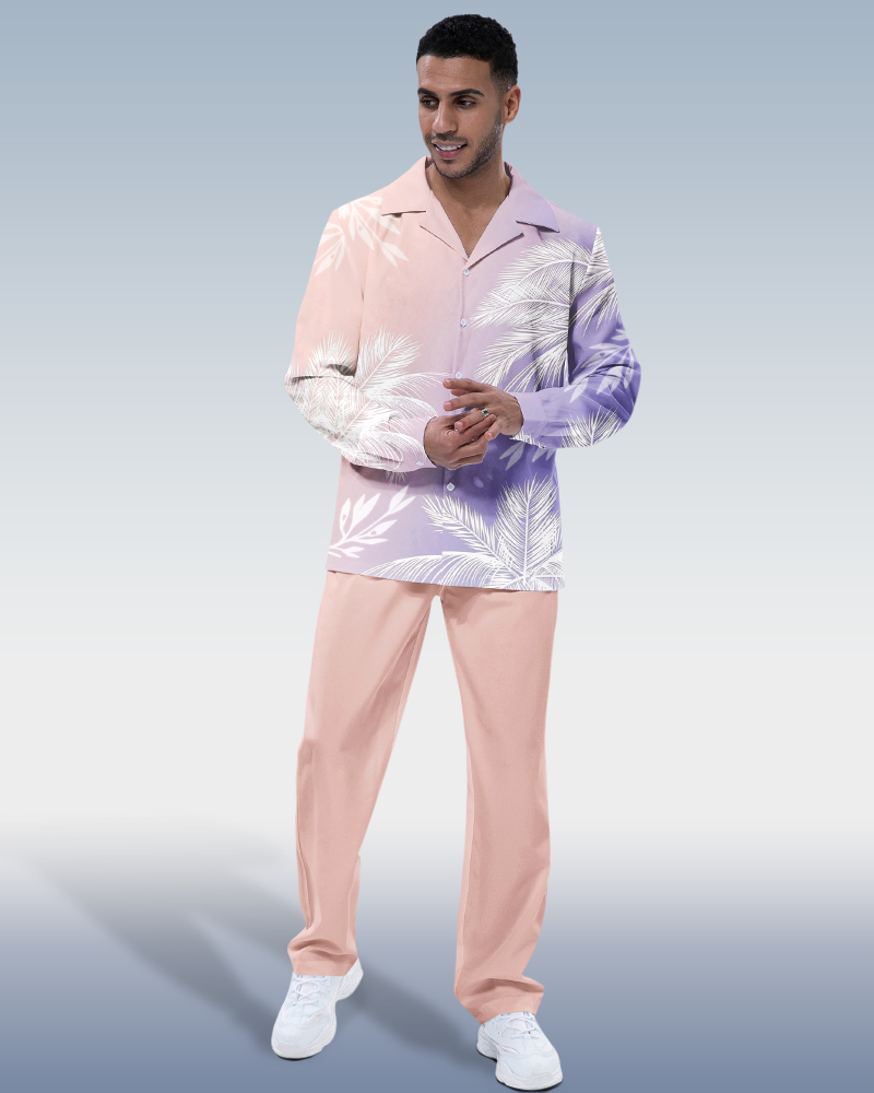 Combinaison de marche à manches longues Suitmens pour homme, motif feuille rose
