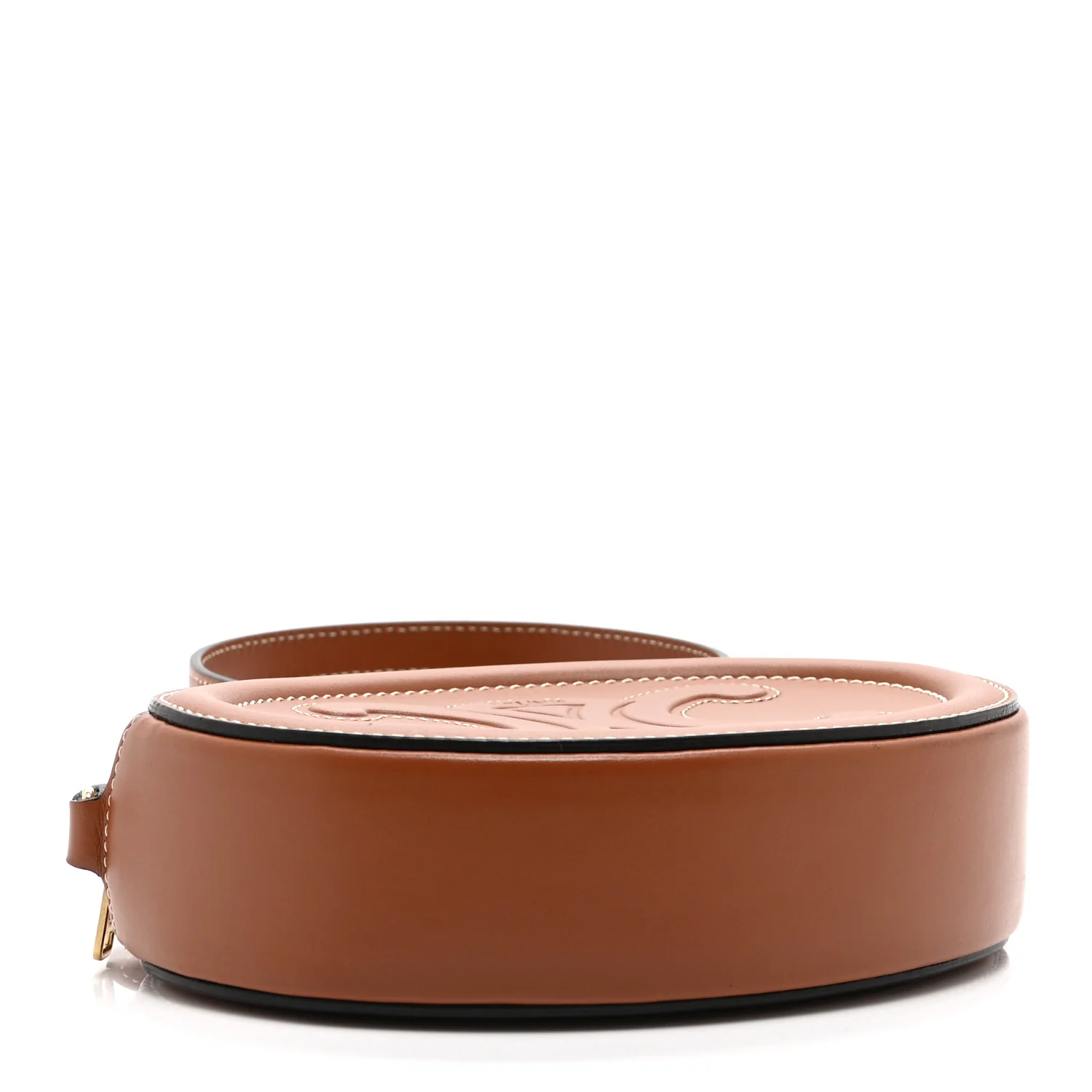 Smooth Calfskin Cuir Small Triomphe Oval Crossbody Purse Tan