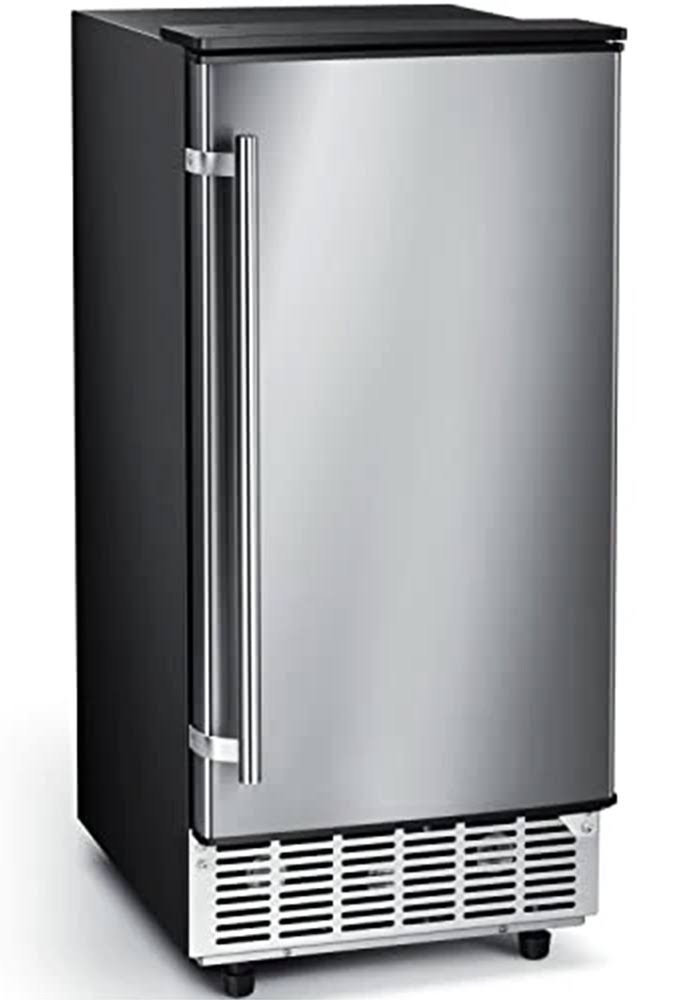 Kismile Built-In Ice Maker Machine, Commercial Lab Ice Maker with 80lbs Daily, Reversible Door, Drain Pump,24H Timer & Self-Cleaning, Under Counter