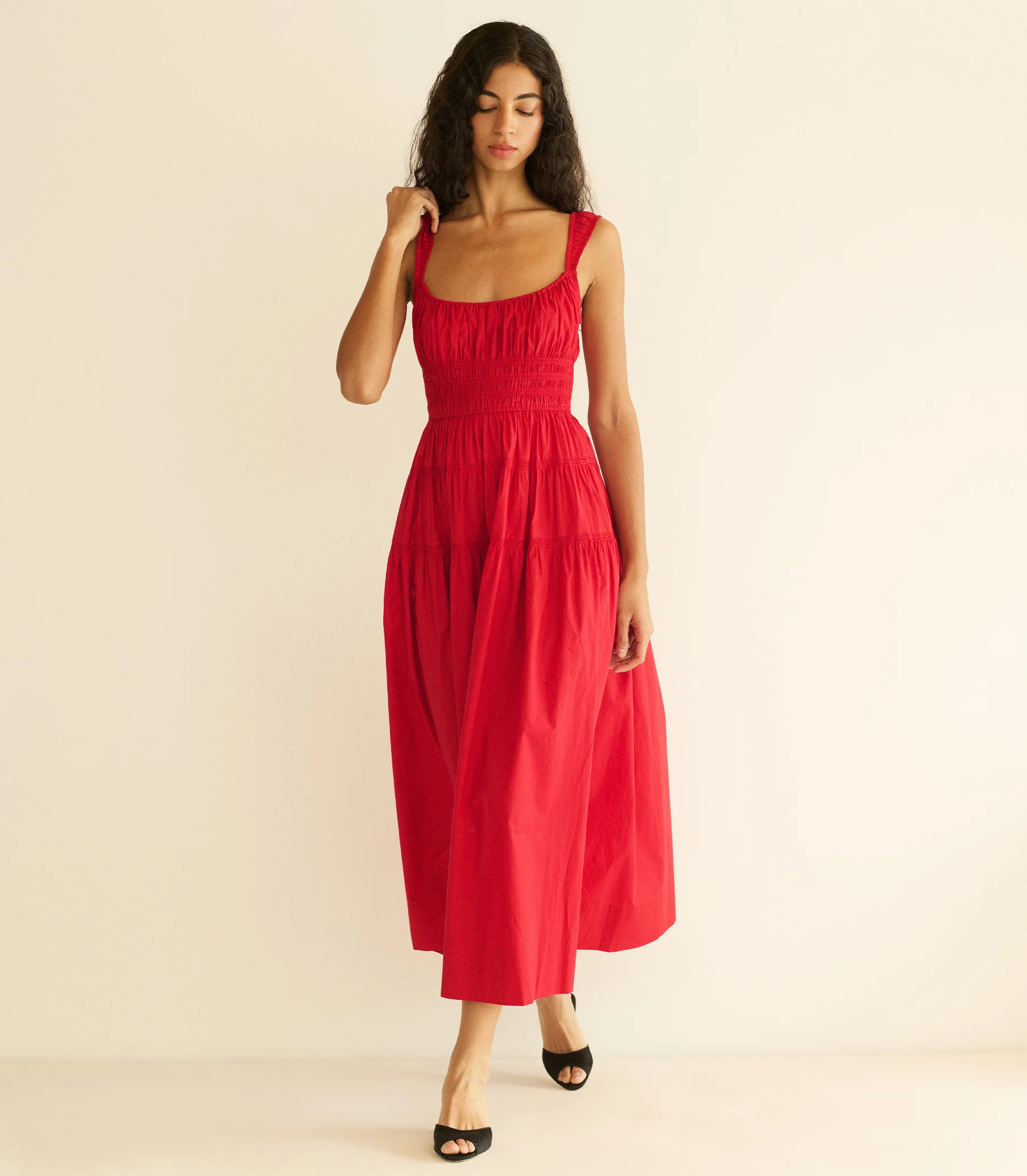 CLOVER DRESS -- DEEP TOMATO