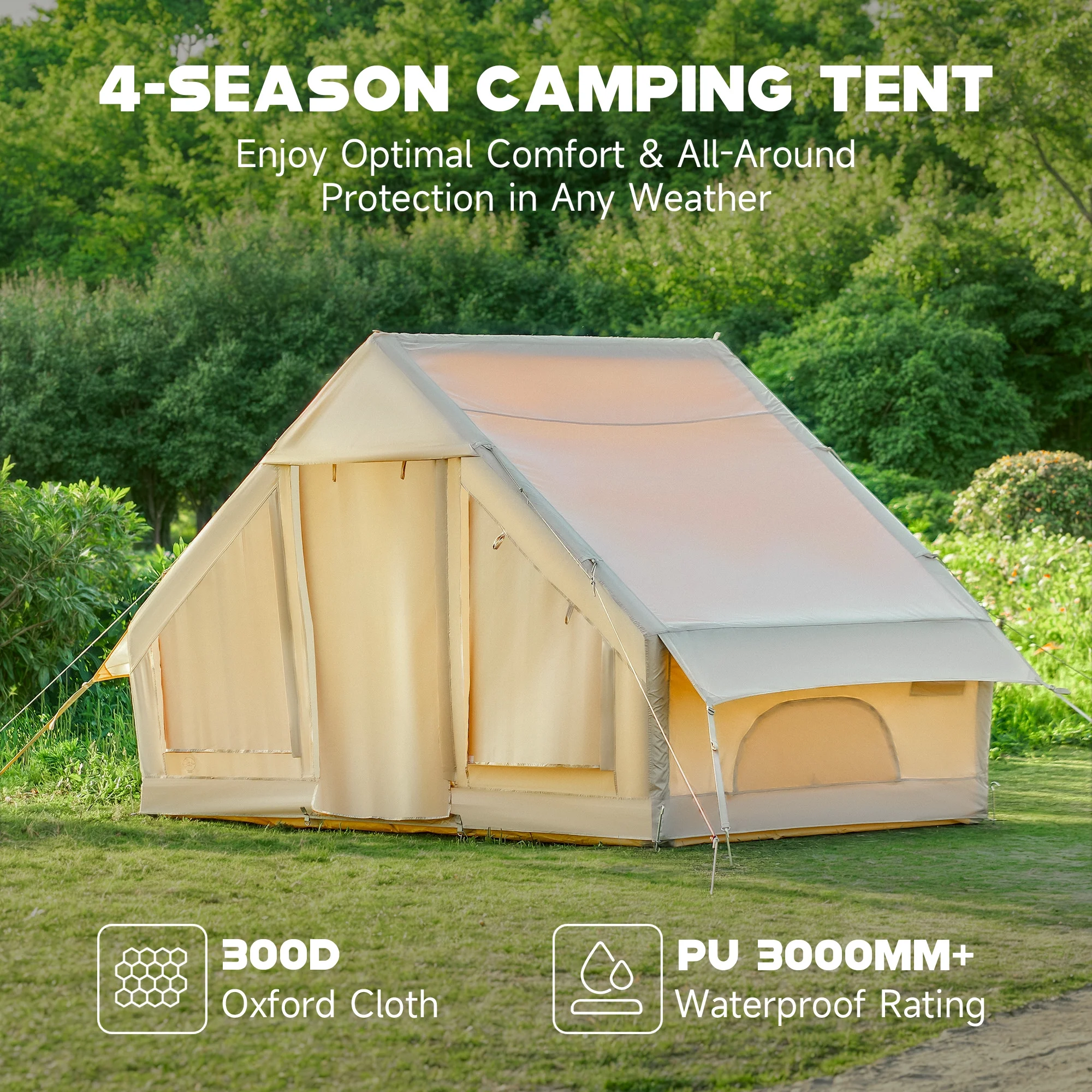 Bestco 9.8x6.9 Ft Inflatable Camping Tent Blow up Tent Air Glamping Tent for 4 - 6 Adults