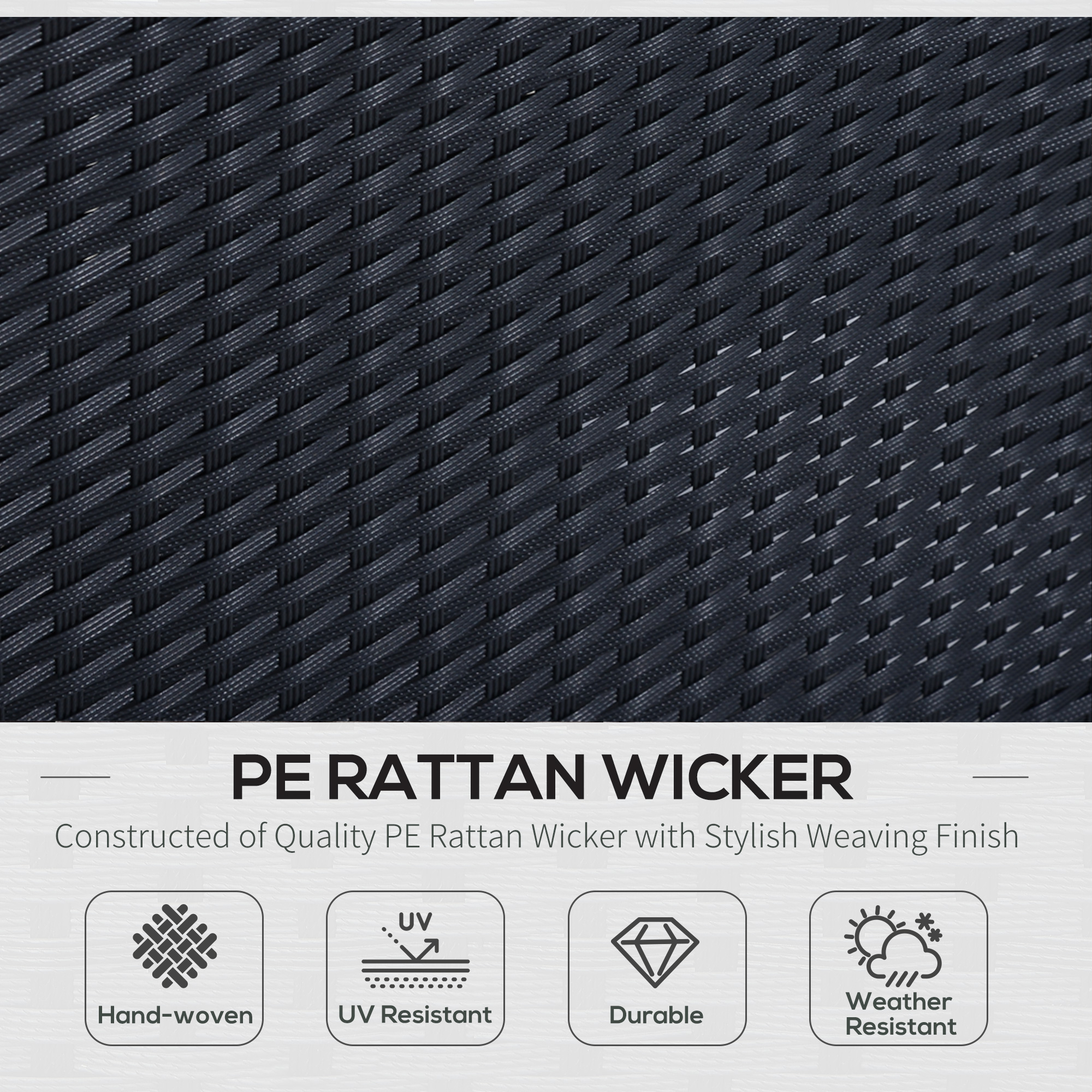 Outsunny 18-delige poly-rotan zitgroep bankstel tuinset fauteuil krukkenset