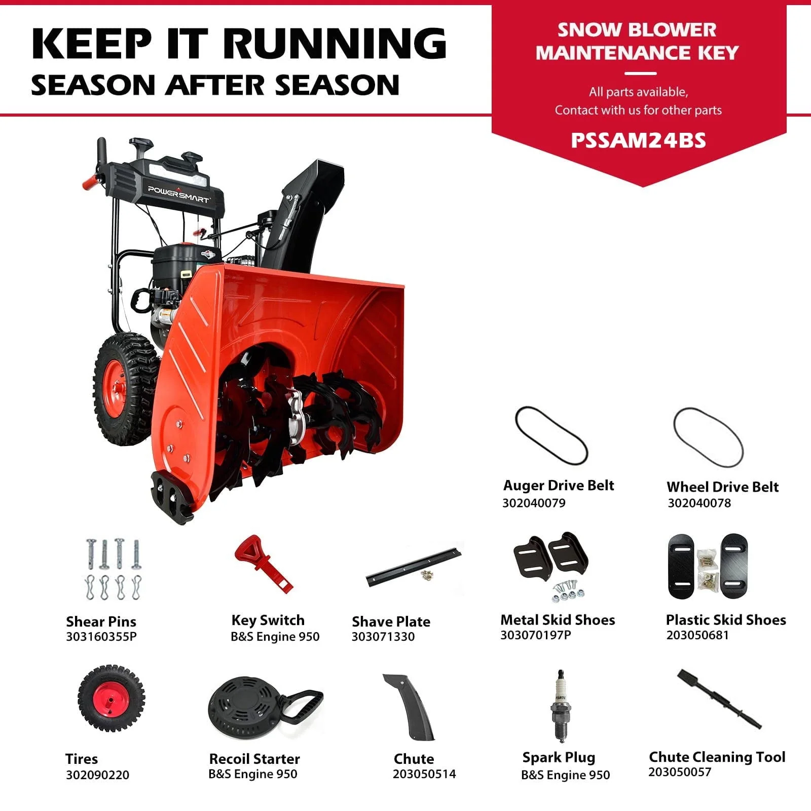 24 in Two Stage Electric Start BS 208CC Self Propelled Gas Snow Blower HB7109A Image 7
