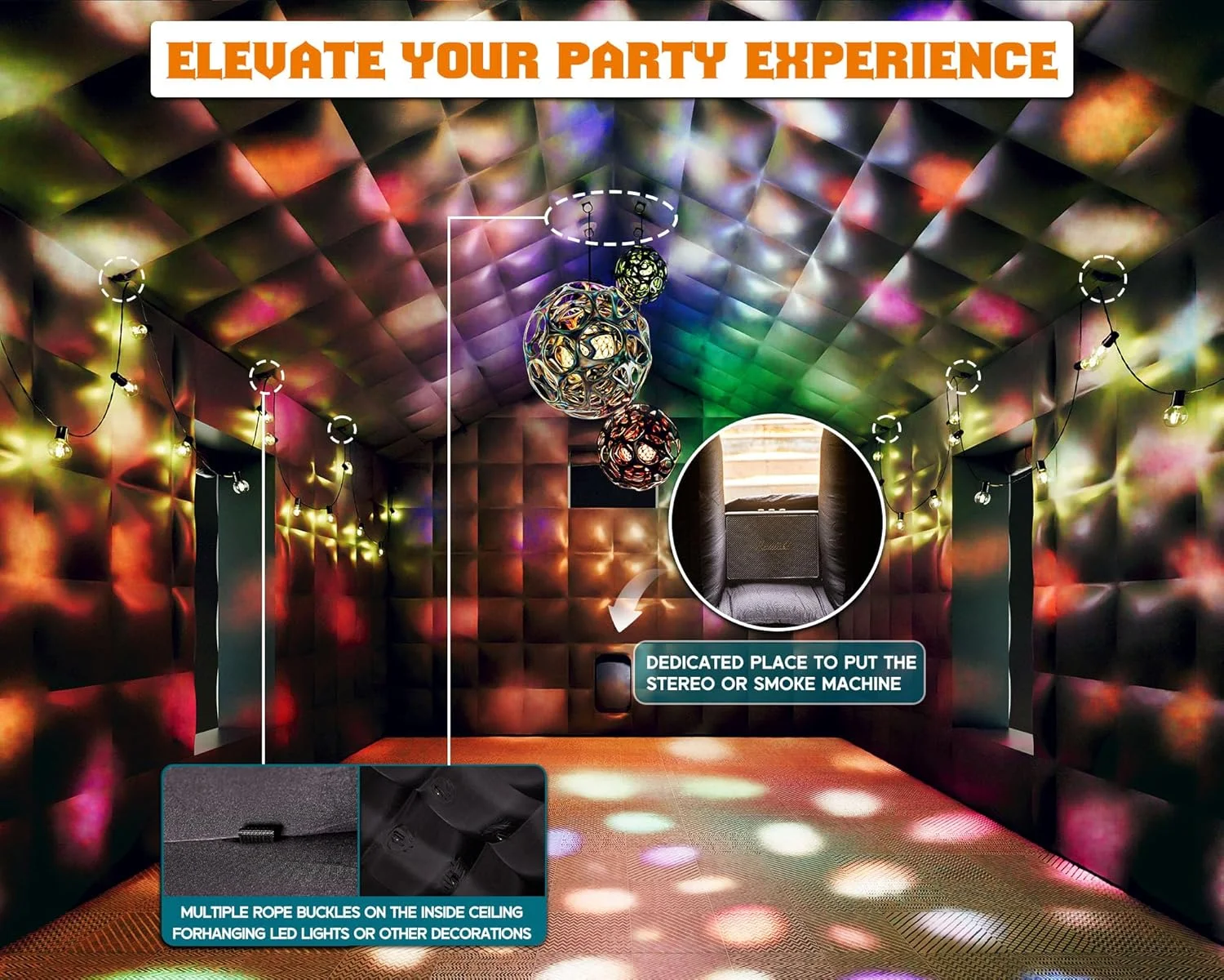 20x16x14 ft Large Black Inflatable Night Club Tent for Adults with 2 Side Doors, Inflatable Nightclub with Logo Area Gazebo Event House(20x16x14 FT/Black) - Image 7