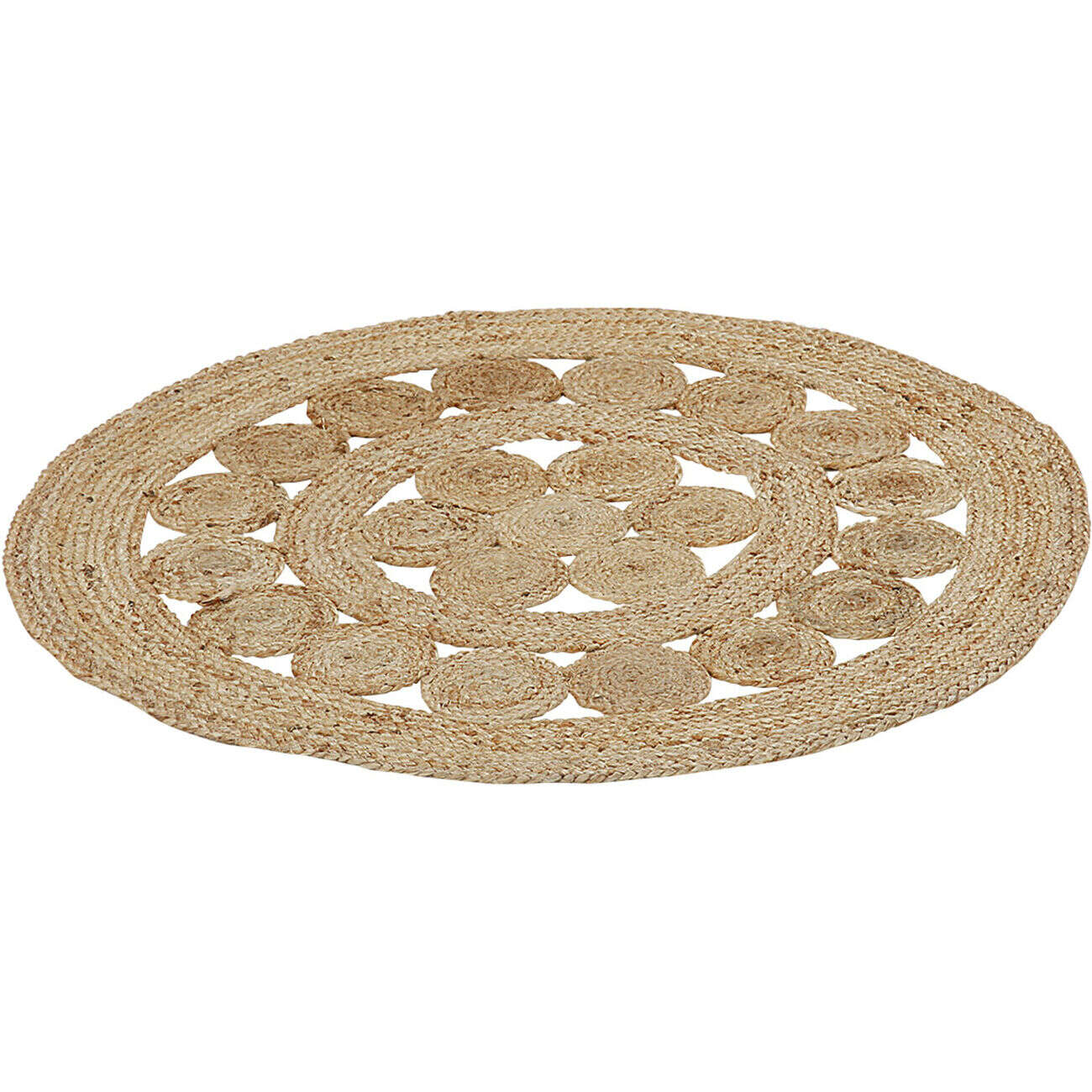 Tapis rond ajouré jute naturel