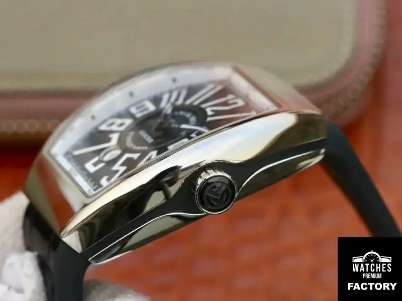 Franck Muller Vanguard V45-04 Black Leather Strap Black Dial