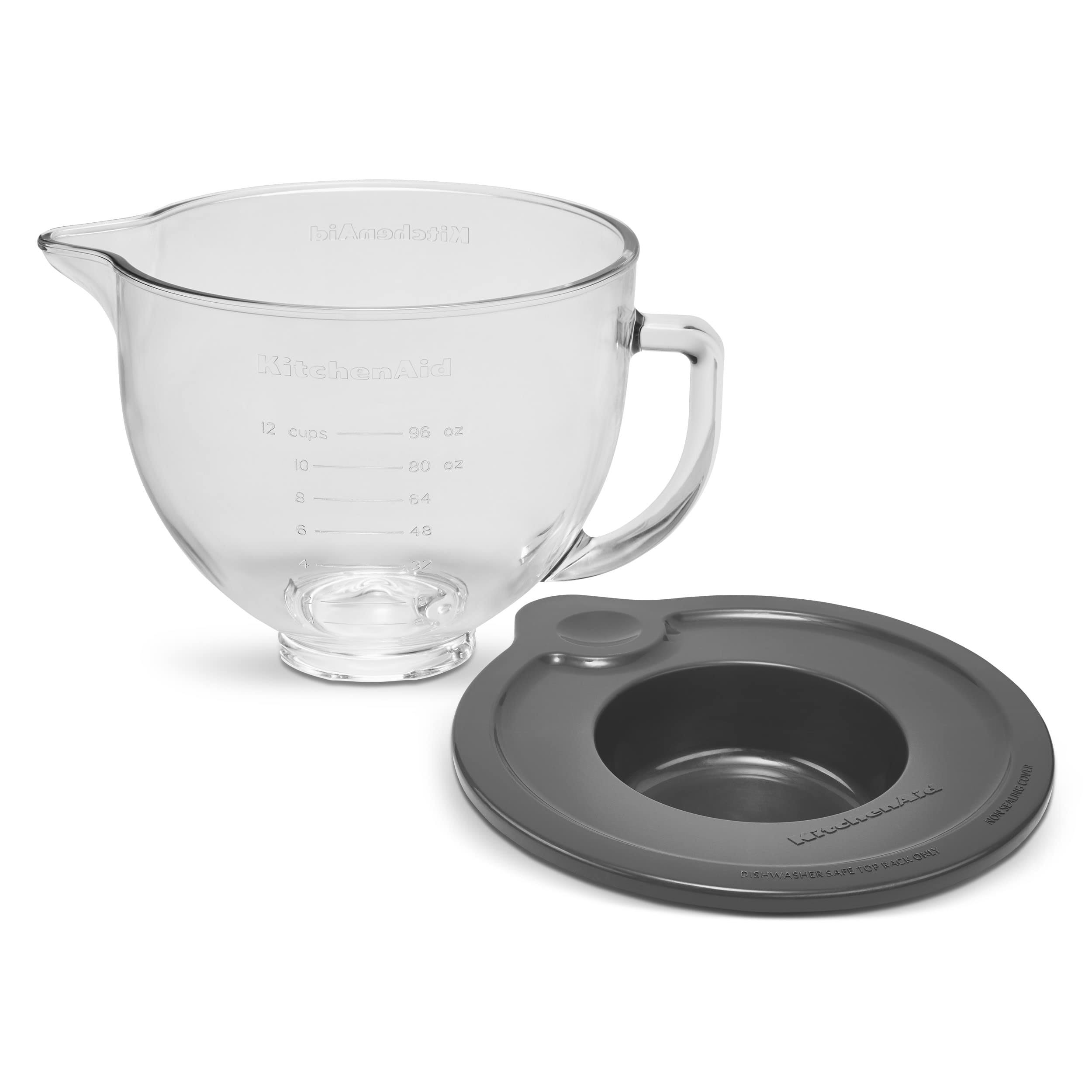KitchenAid 5 Qt. Tilt Head Glass Bowl with Measurement Markings & Lid
