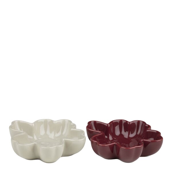 Unikko bolle 11 cm 2 stk hvit/burgunder