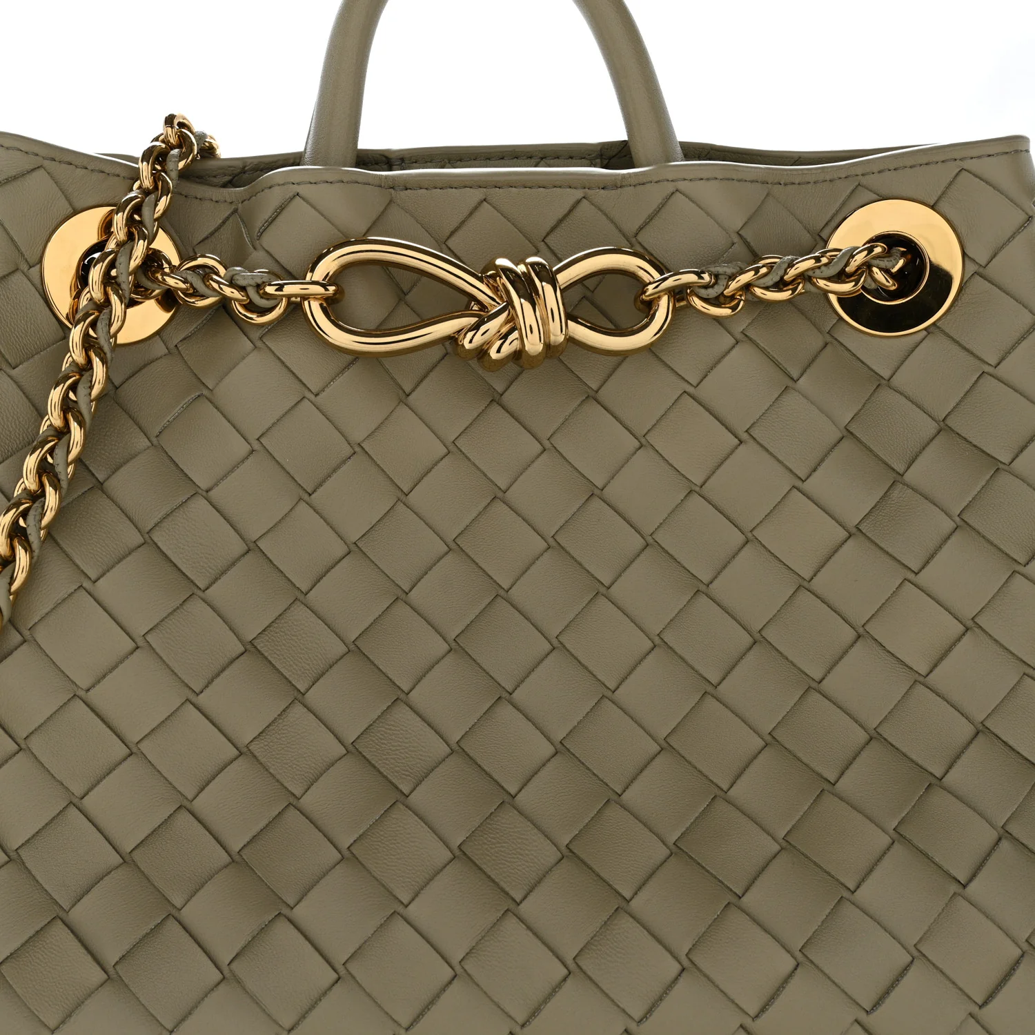 Nappa Intrecciato Small Andiamo With Chain Shoulder Bag Travertine