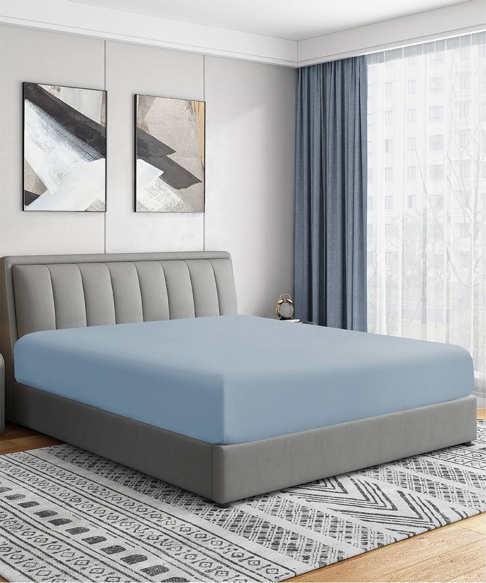 Swift Home Blue Fog Home Essentials Microfiber Fitted Sheet Extra Deep Pocket Cal King