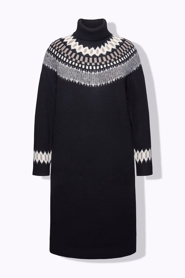 Norwegian Striped Knit Turtleneck Dress