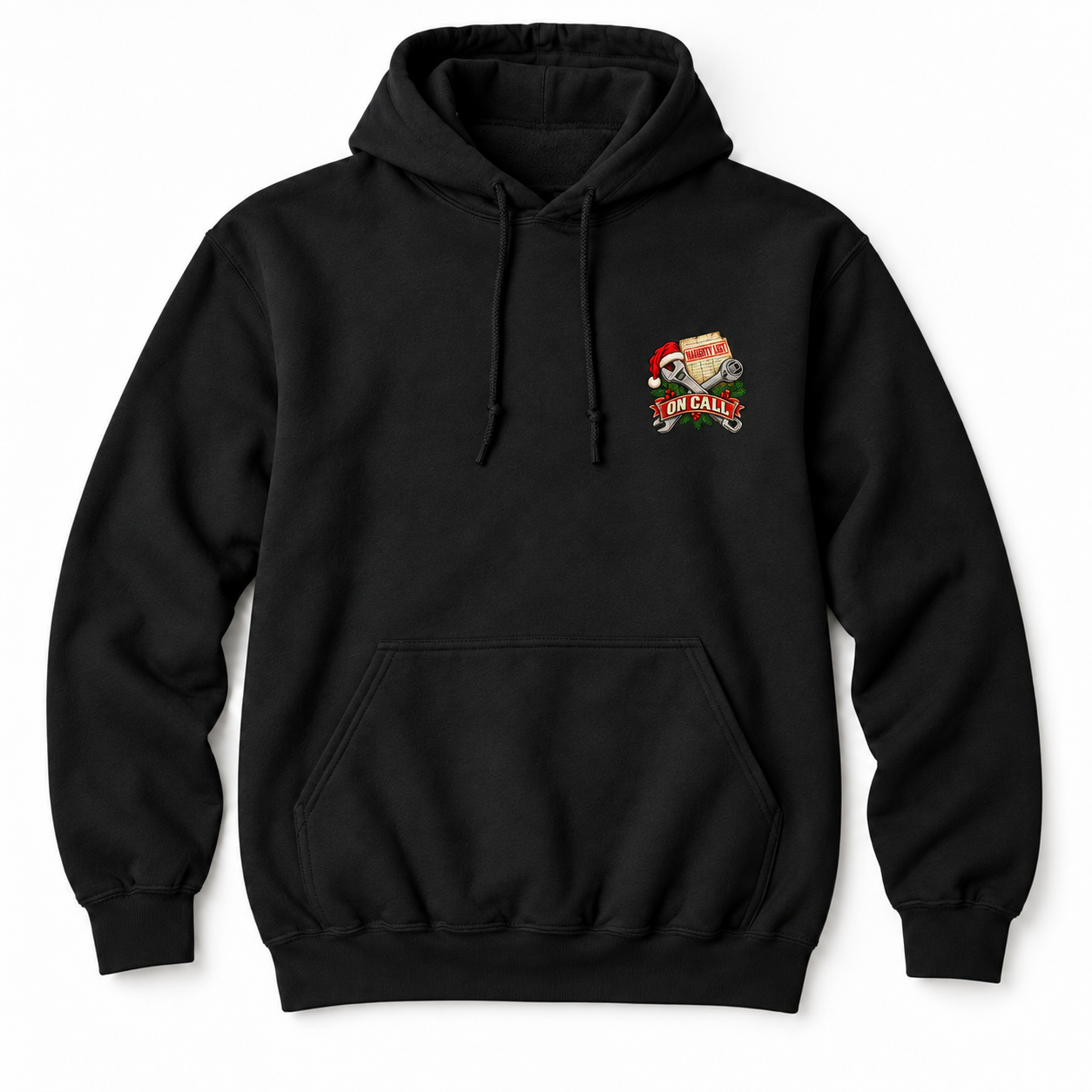 Naughty List On Call Chest Print Hoodie