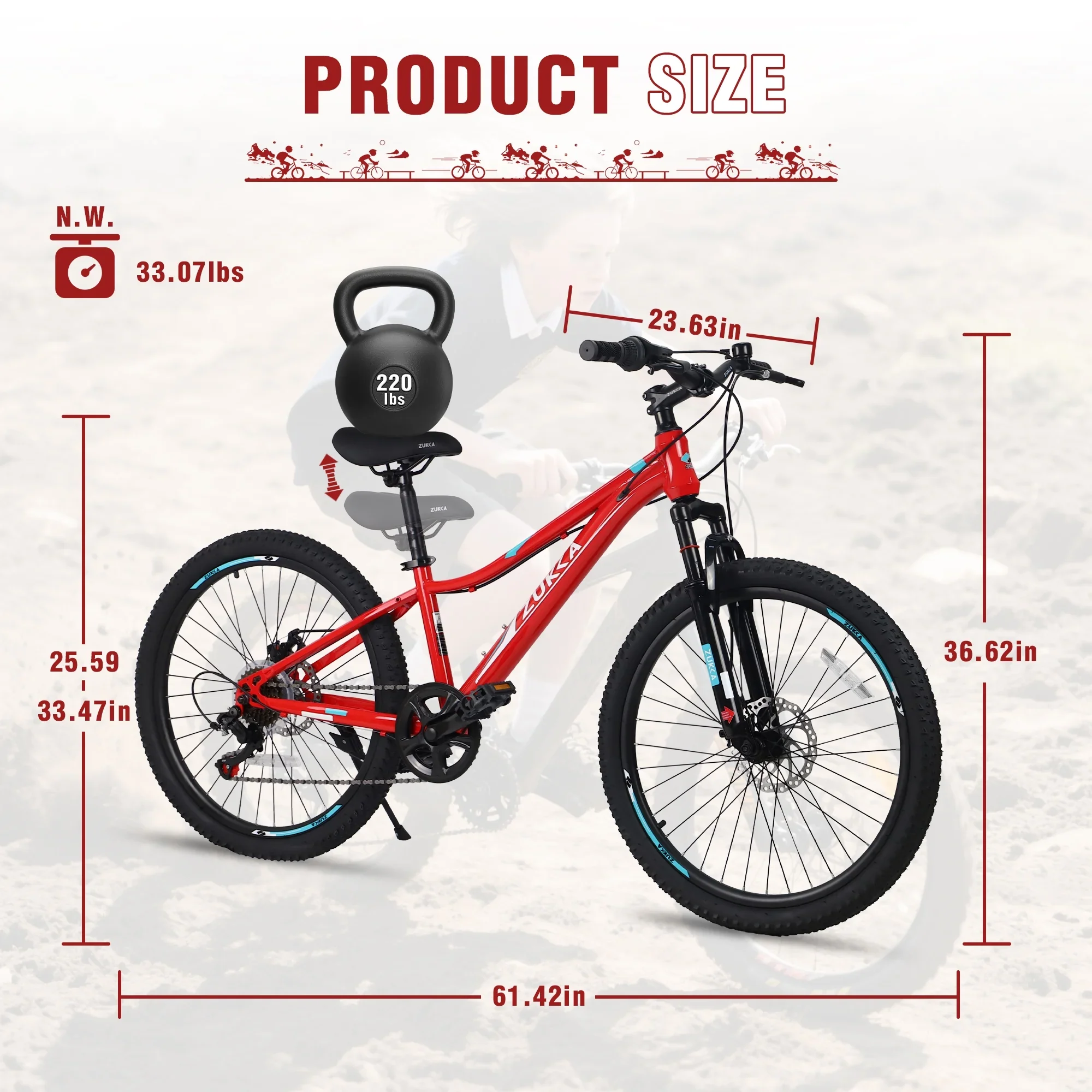 24“/26 Mountain Bike for Women - 21-Speed, Dual Disc Brakes, Front Suspension, All-Terrain Tires, 85% Pre-Assembled Carbon Steel Frame Bicycle