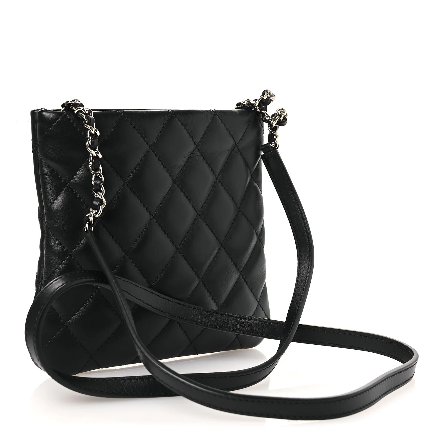 Lambskin Quilted Uniform Crossbody Bag Black