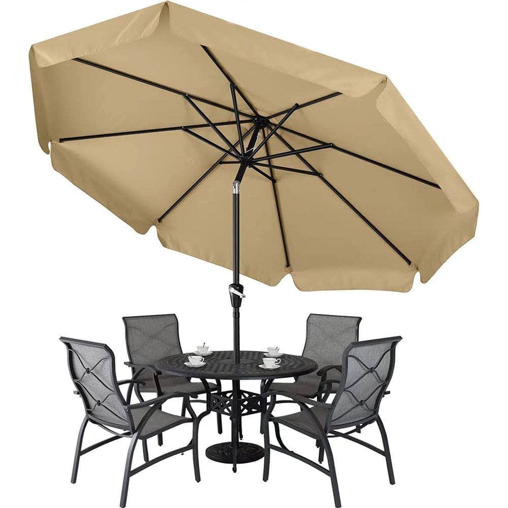9 ft. Aluminum Market Tilt Outdoor Patio Umbrella, Khaki