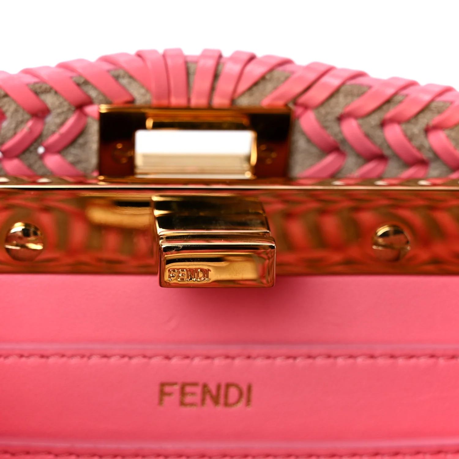 Vitello King Shiny Nappa Intreccio Petite Peekaboo I SEE U Satchel Pink Dalia