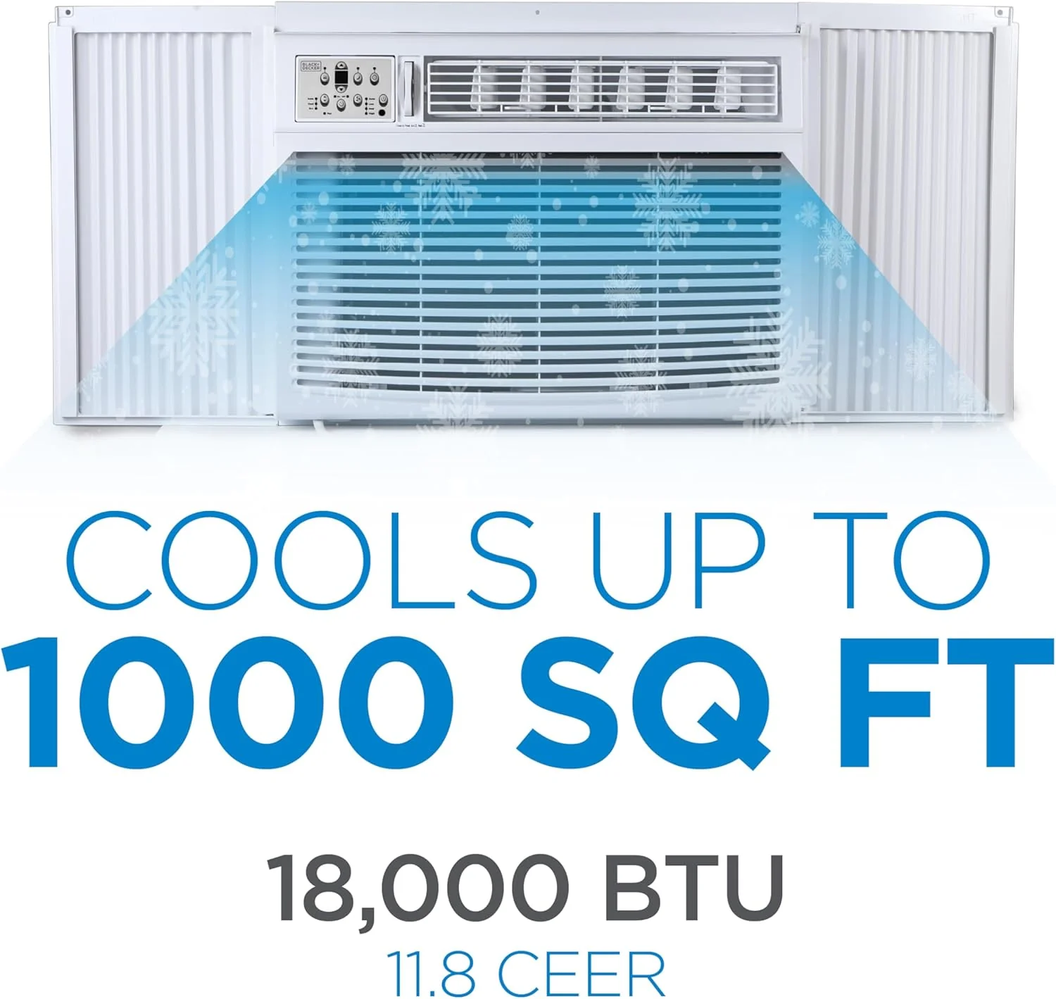 Climatiseur de fenêtre BLACK+DECKER 5000 BTU, refroidit jusqu'à 150 pieds carrés, unité de climatisation avec commandes mécaniques, modes ventilation seule et refroidissement manuels, BD05MWT6, blanc