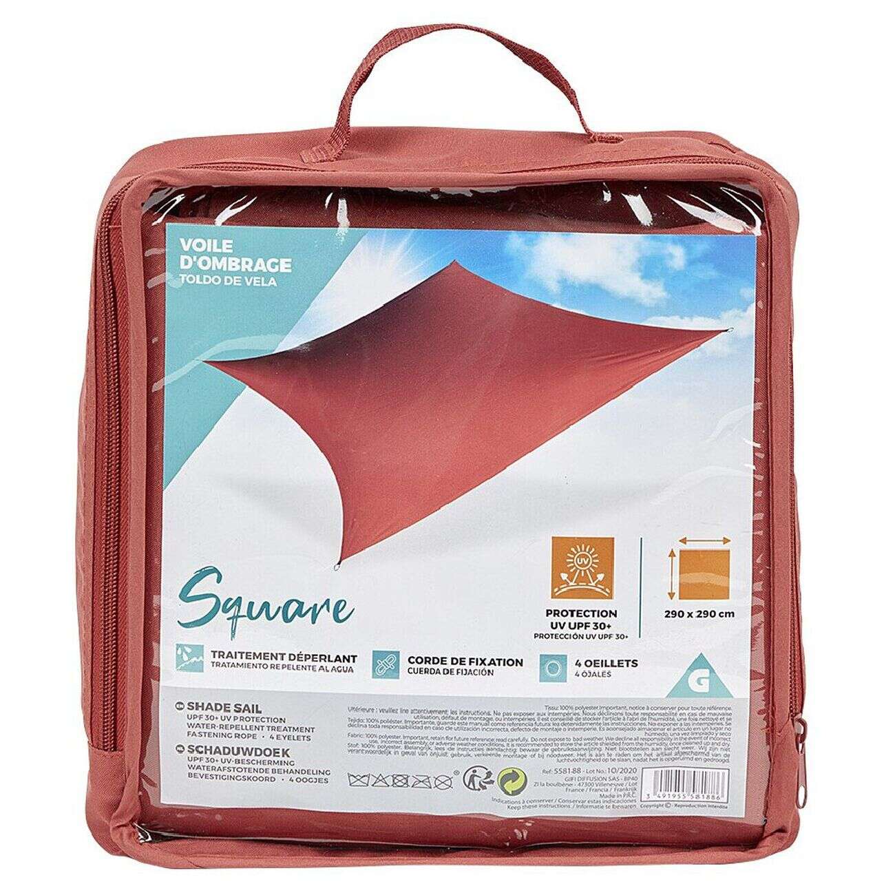 Voile d'ombrage Carrée terracotta