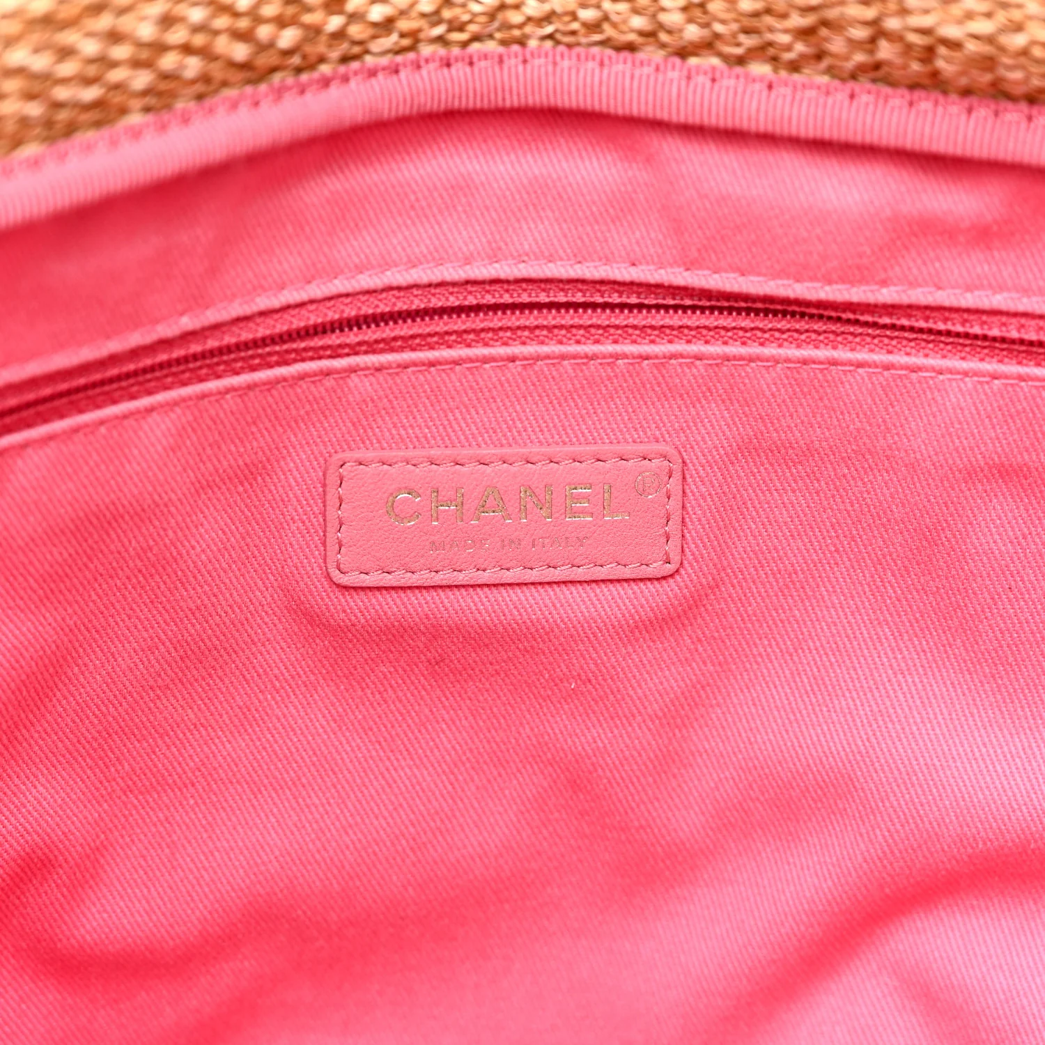 Mixed Fibers Large Shopping Bag Pink Beige