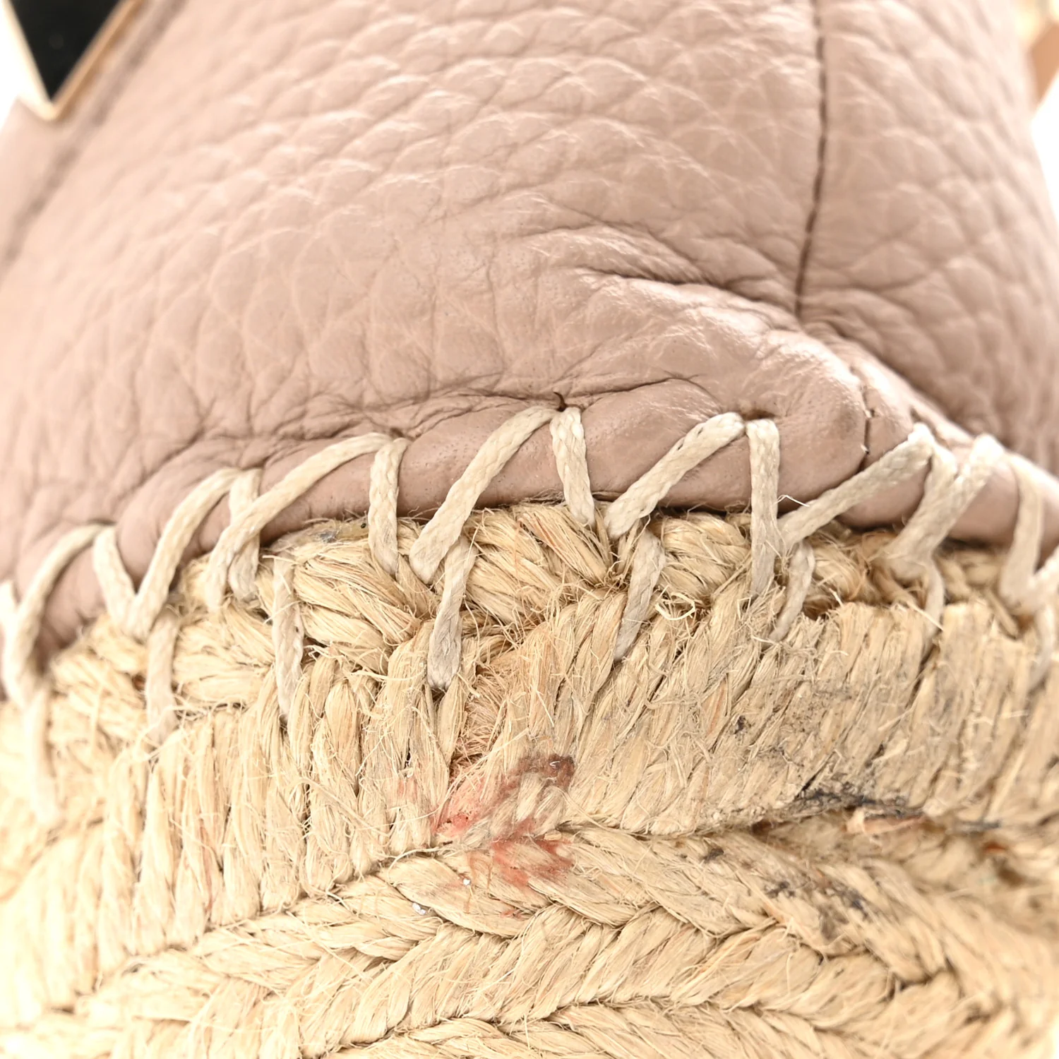 Grained Calfskin Rockstud Ankle Strap Espadrille 15/105mm Wedge Sandals 35 Rose Quartz Natural