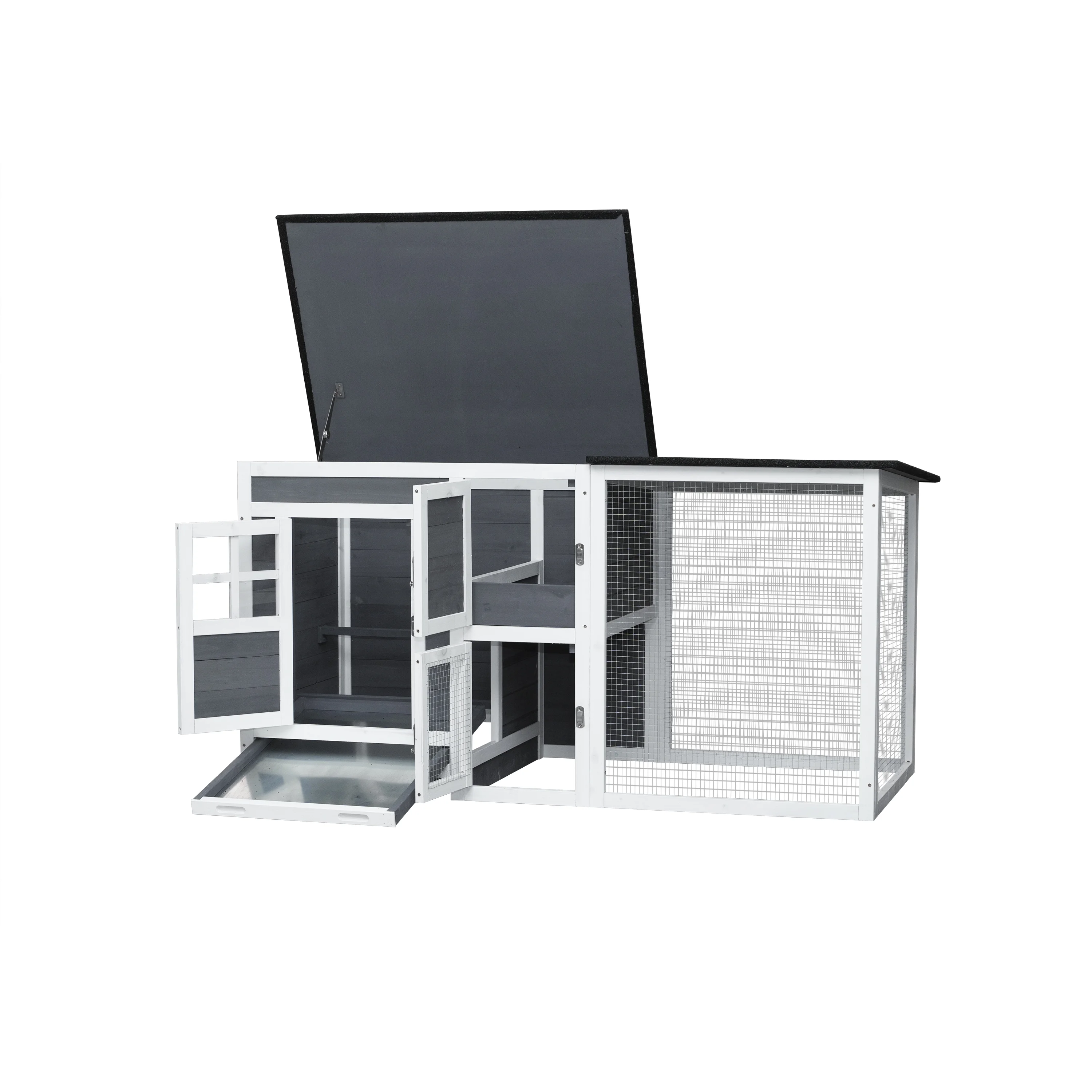 Chicken Coop with Run Wooden Cage,Outdoor Indoor Chicken Rabbit Small Animal House - Image 6