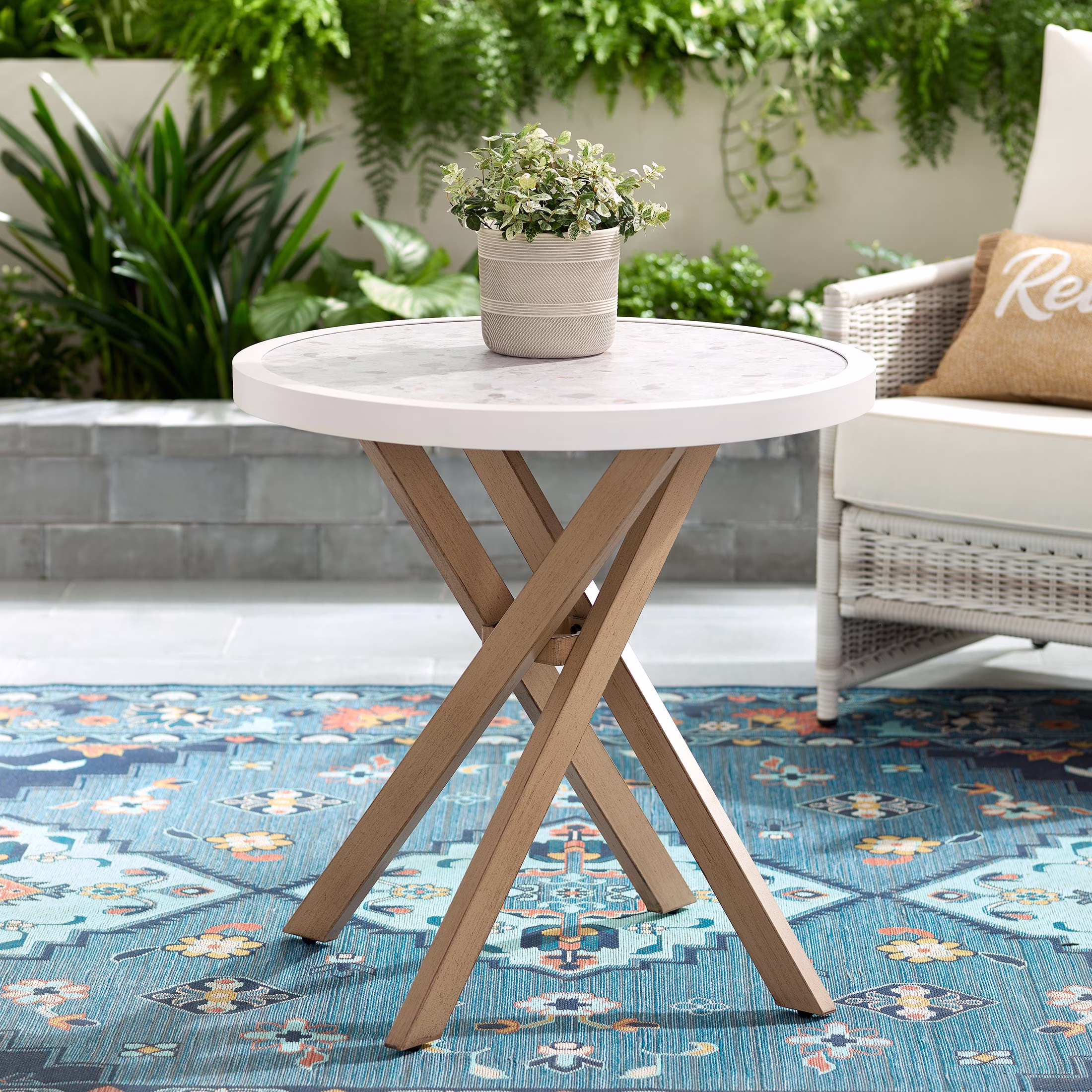 Better Homes & Gardens Paige 27 Round Outdoor Tile Top Bistro Table, White