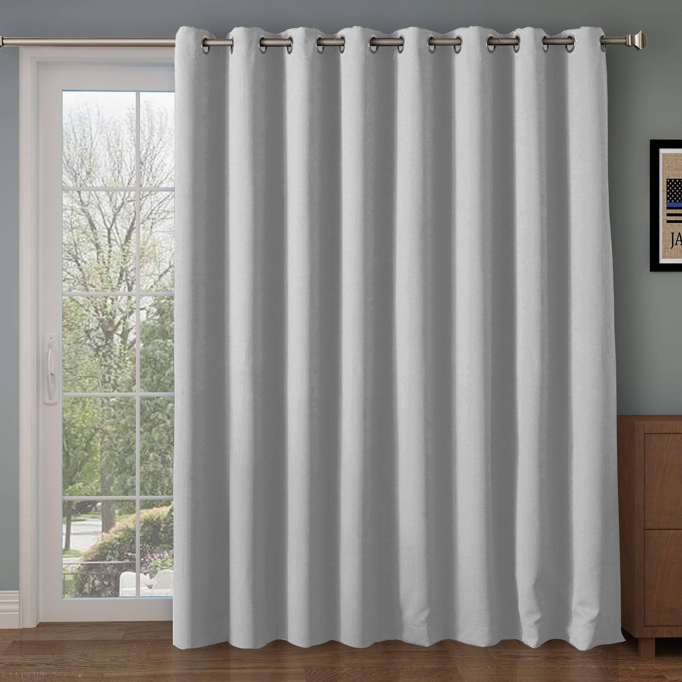 Wide Blackout Patio Door Curtain Panel&Sliding Door Insulated Curtains,Thermal&Extra Wide Curtains,for Curtain Rod Silver,Silver Grommet Top