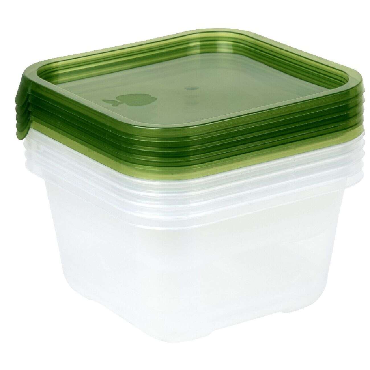 Boîte alimentaire transparente et verte x5