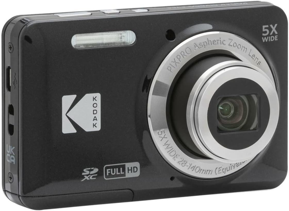 Kodak PIXPRO Friendly Zoom FZ55 Digital Camera (Black) Bundle with 32GB SD Card  Camera Case  and Battery Travel Charger (4 Items)