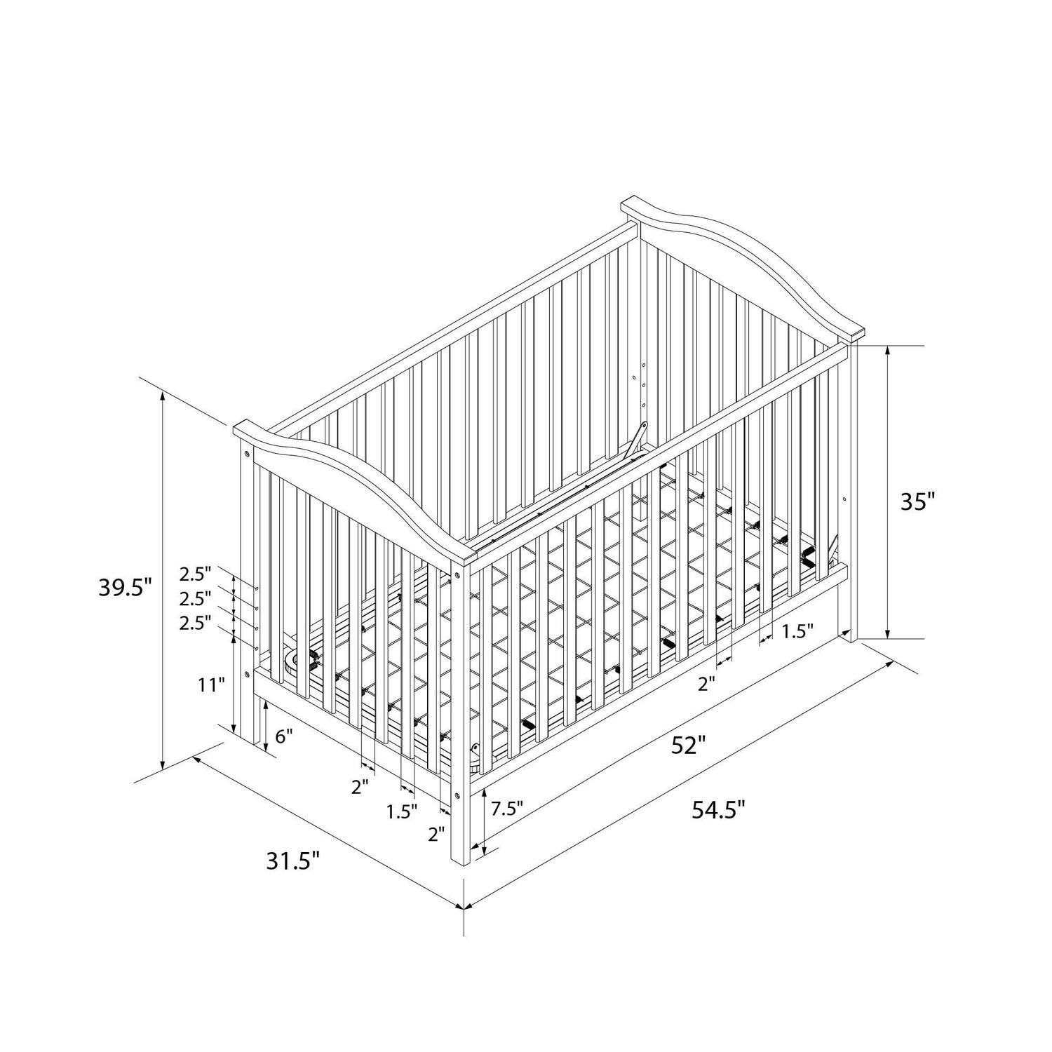 Adele 3-in-1 Convertible Crib. White - Image 7