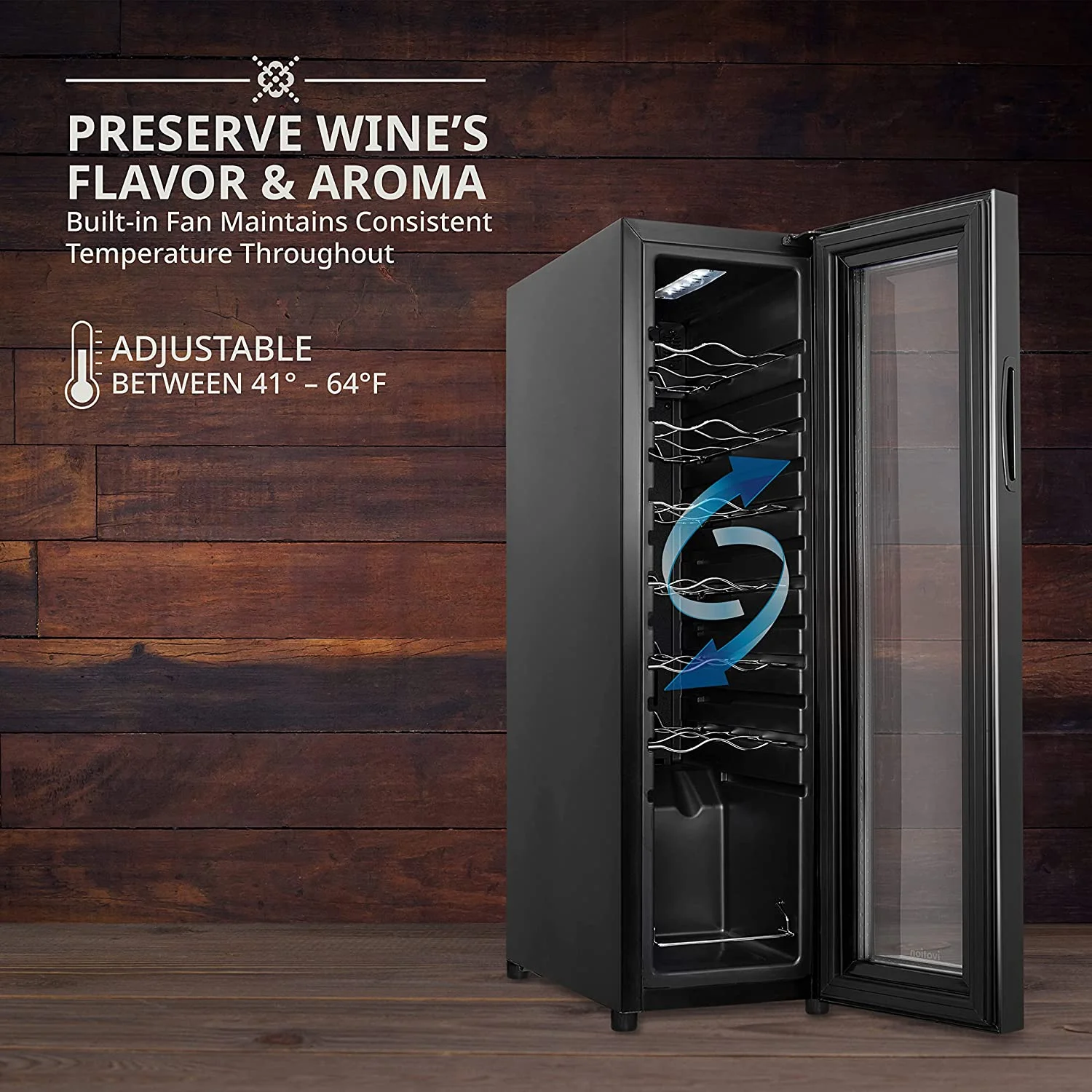 Ivation 14 - Bottle Wine Cooler, Freestanding Beverage Cooler with Lock, Black