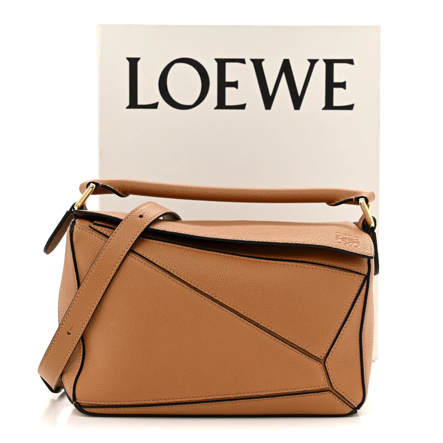 Grained Calfskin Small Puzzle Bag Tan