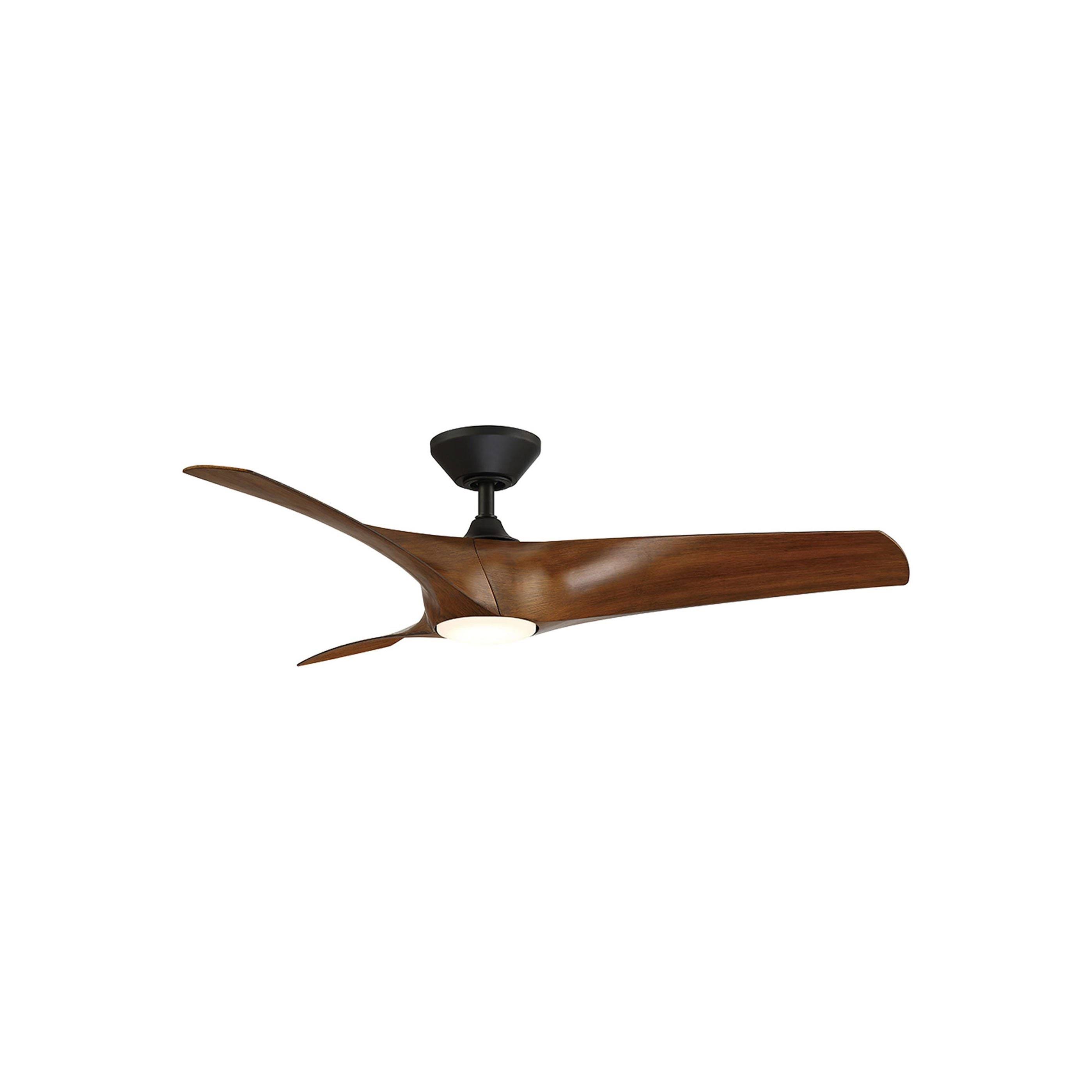 Modern Forms Zephyr Ceiling Fan LED Matte Black Distressed Koa 52