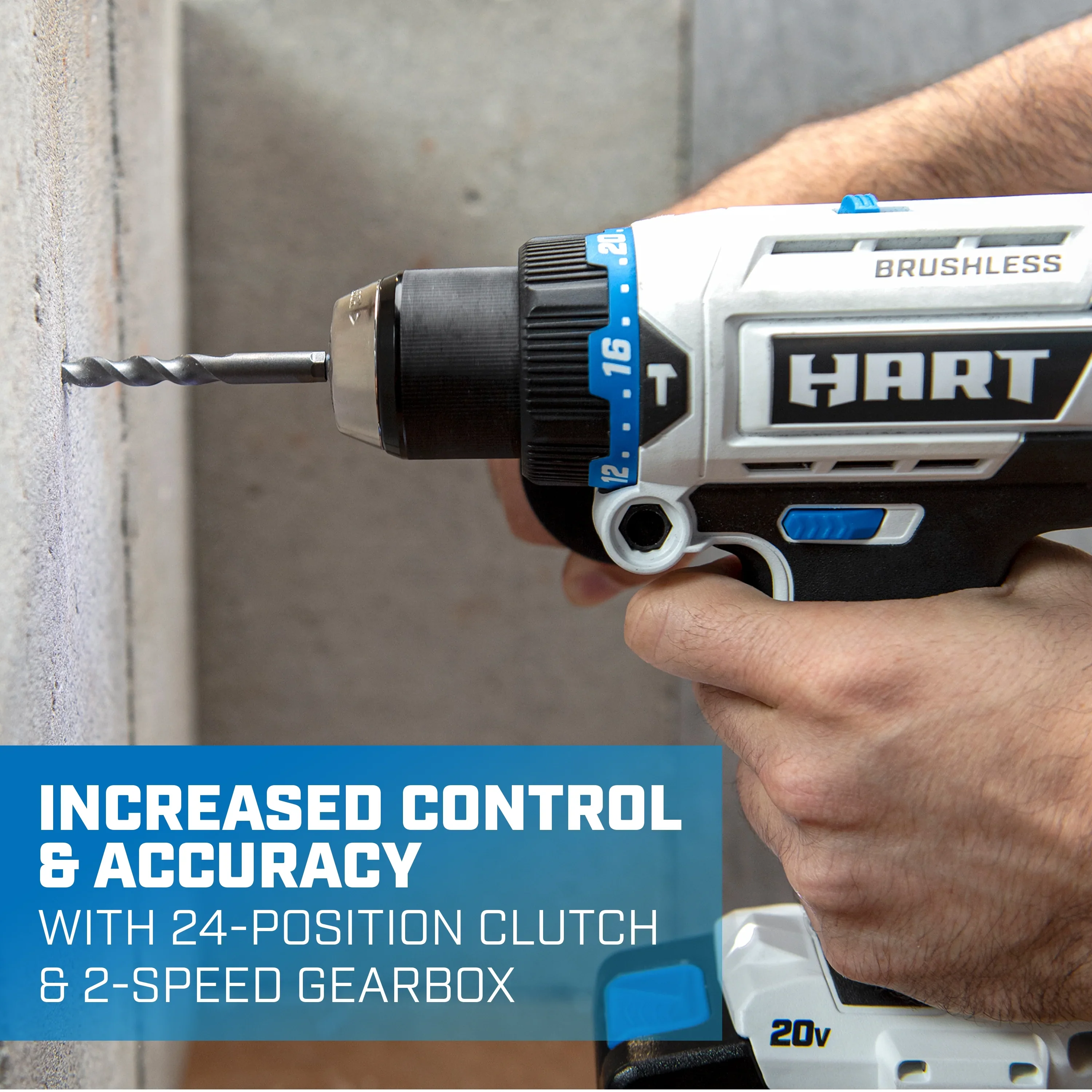 HART 20-Volt Brushless 1/2 Hammer Drill Kit