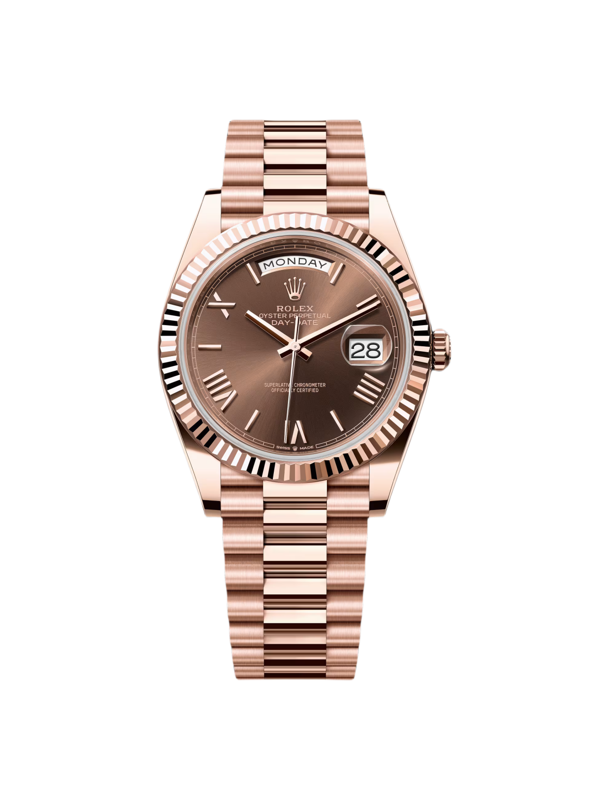 【Super Clone】RLX  Day-Date President 40mm Everose Gold Chocolate Roman Dial - 228235