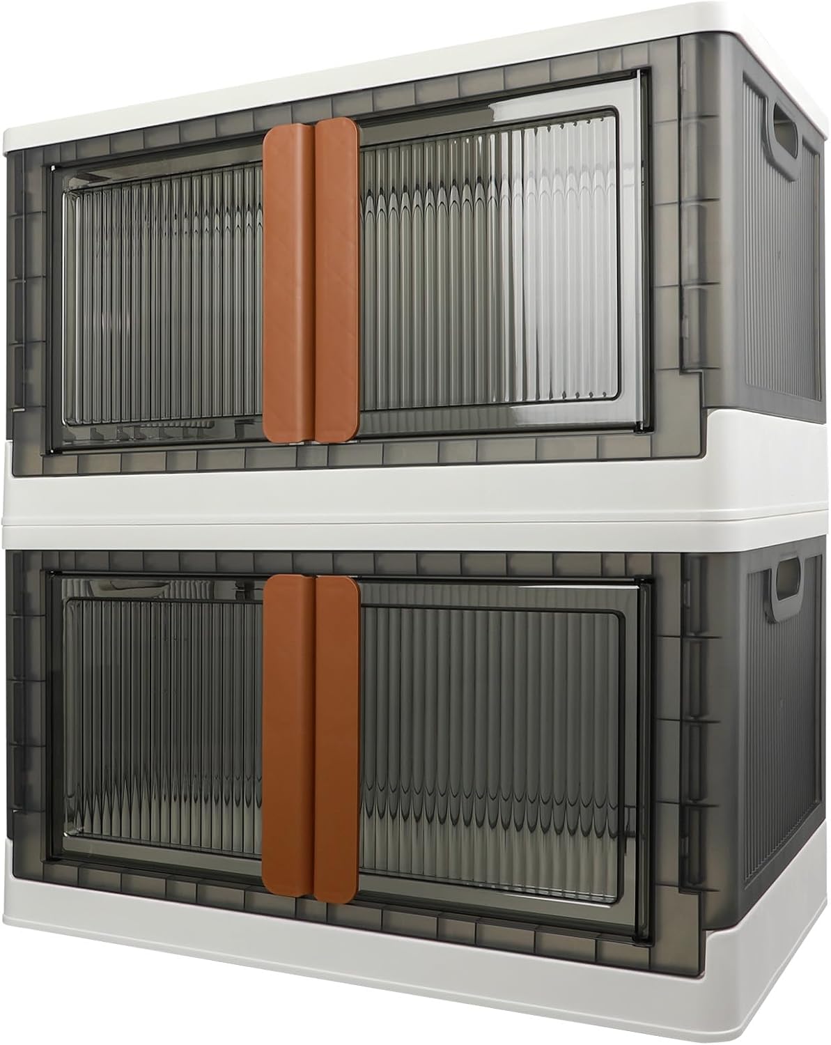 Storage Bins, Cabinet with Lids, Extra Large Useful Box, 19 Gallons (72L) Capacity (Each One), 2 Packs, Collapsible, Transparent, Home Organizer