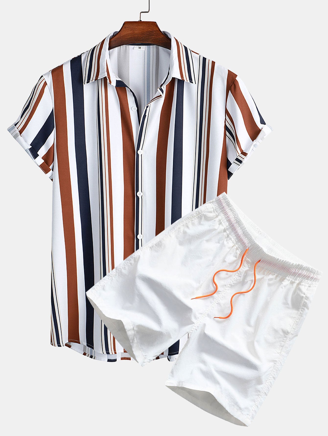 Chemise à rayures colorées et short de bain
